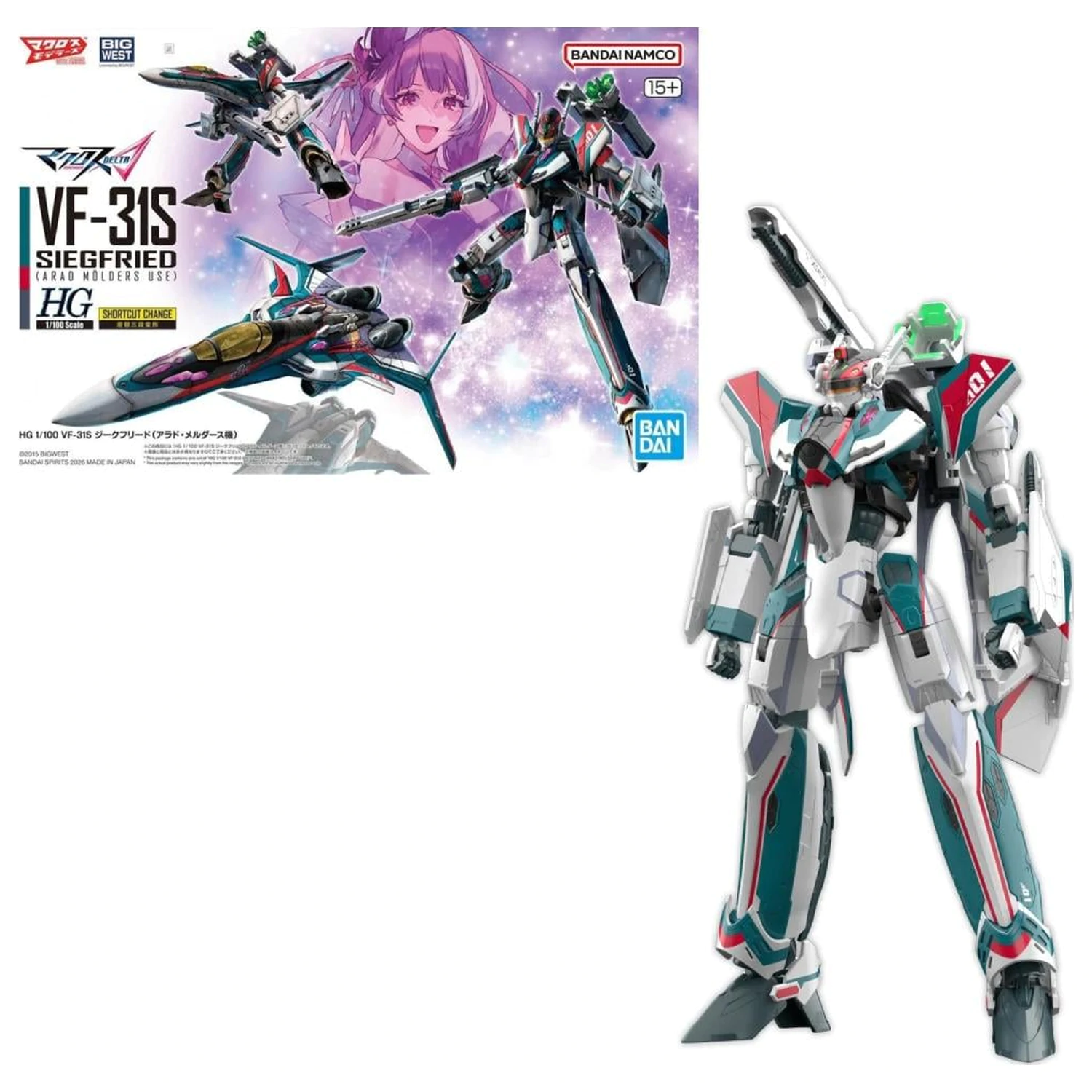 Macross HG 1/100 VF-31S Siegfried (Arad Moders Use) modelová súprava produktová fotografia