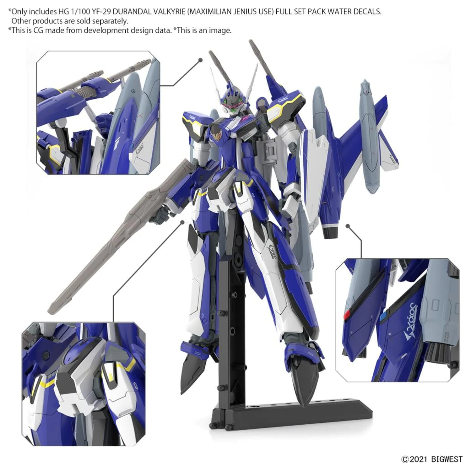 Macross HG 1/100 YF-29 Durandal Valkyrie Full Set Vodolepiaci Model stavebnica produktová fotografia
