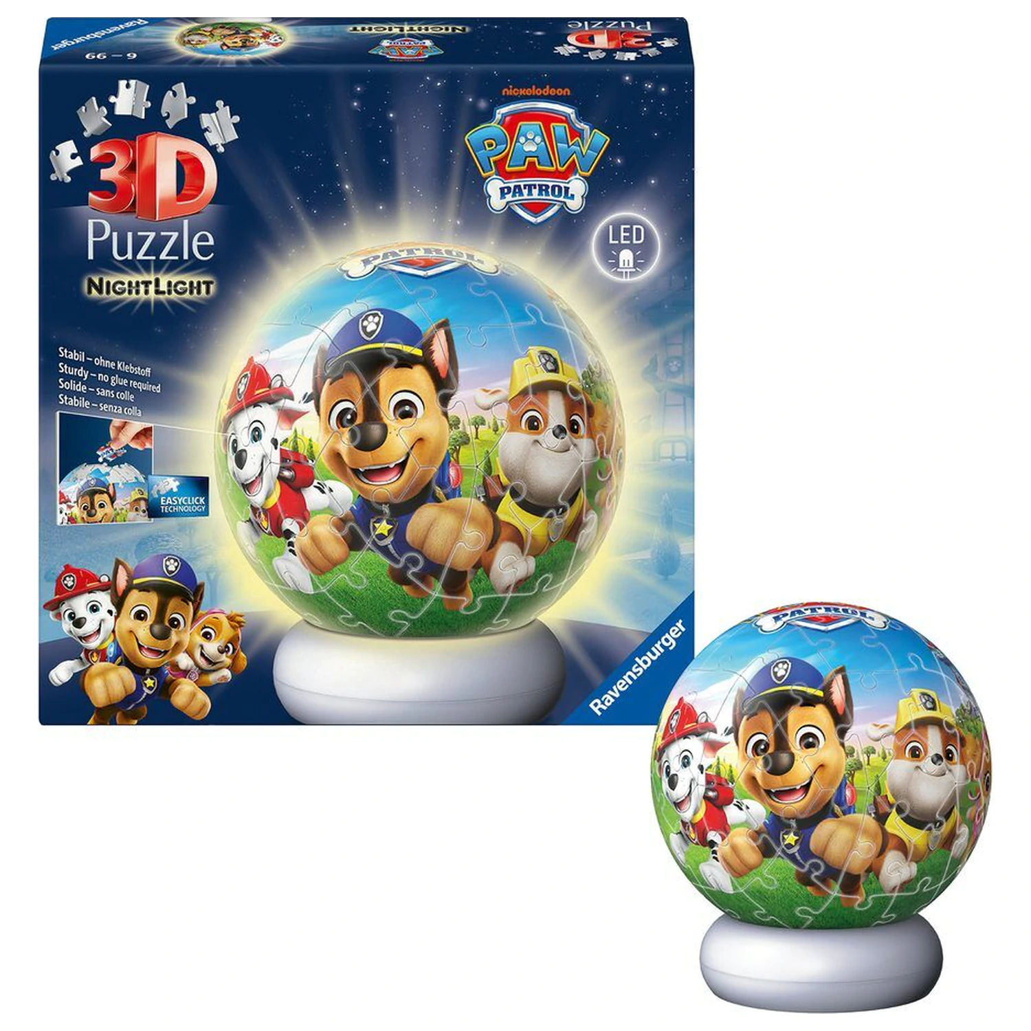 Paw Patrol 3D nočné svetlo puzzle lopta 74 ks produktová fotografia