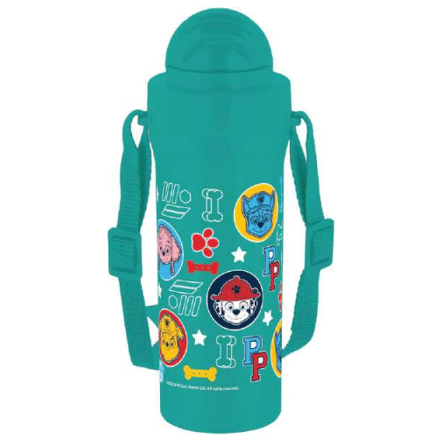 Paw Patrol Heads Plastová fľaša na vodu so slamkou a vešiakom 350 ml produktová fotografia