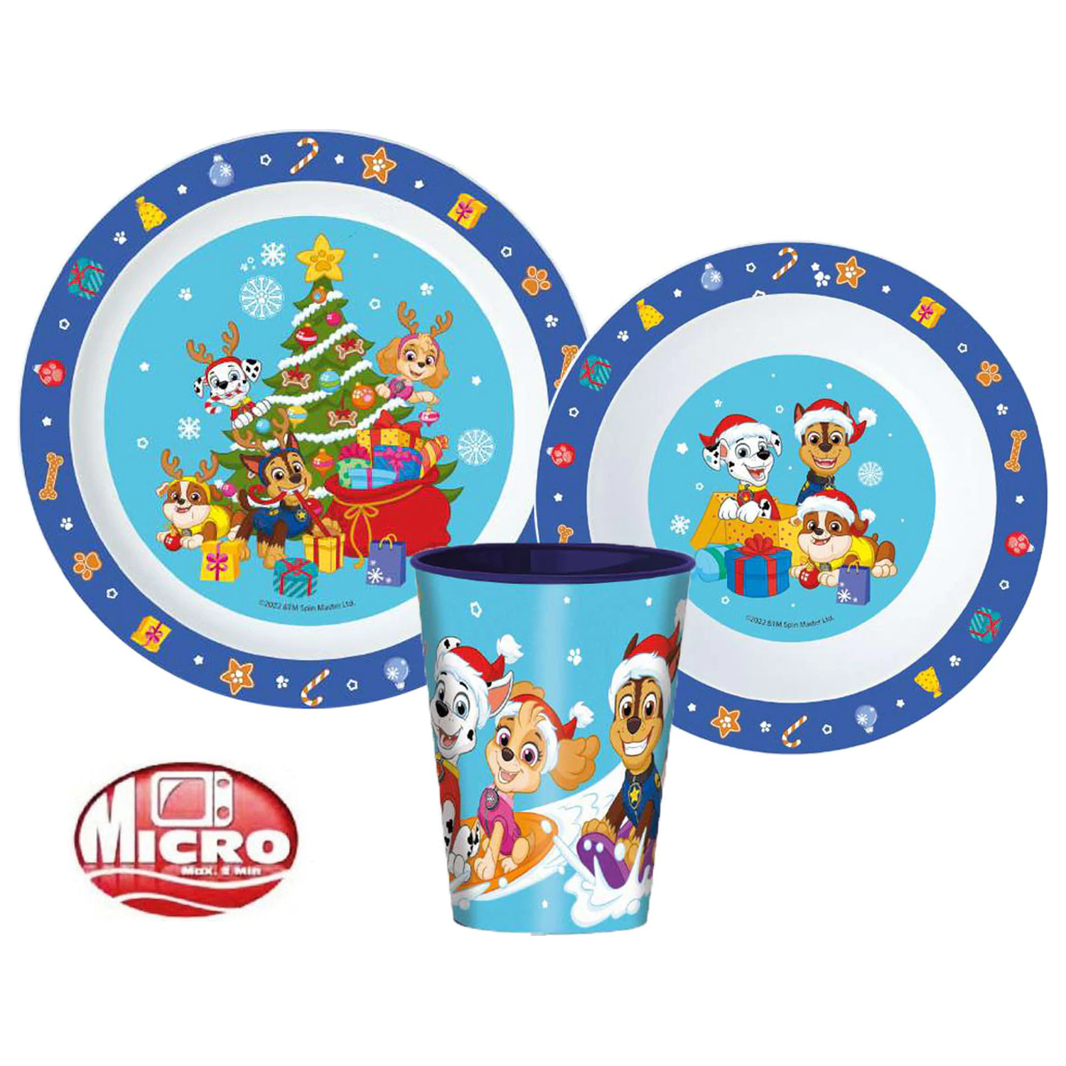 Paw Patrol Holiday Christmas Súprava riadu, Micro Plastic Set, s pohárom 260 ml produktová fotografia