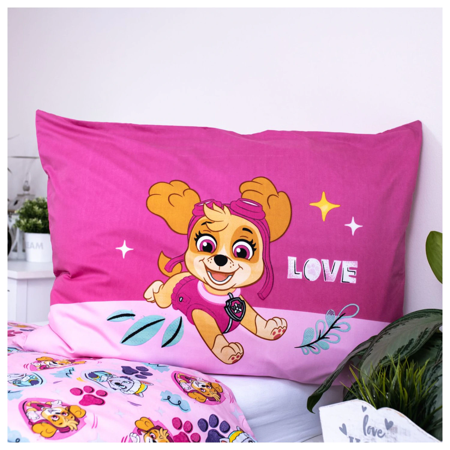 Paw Patrol Pink Love mikrovláknová obliečka na perinu produktová fotografia