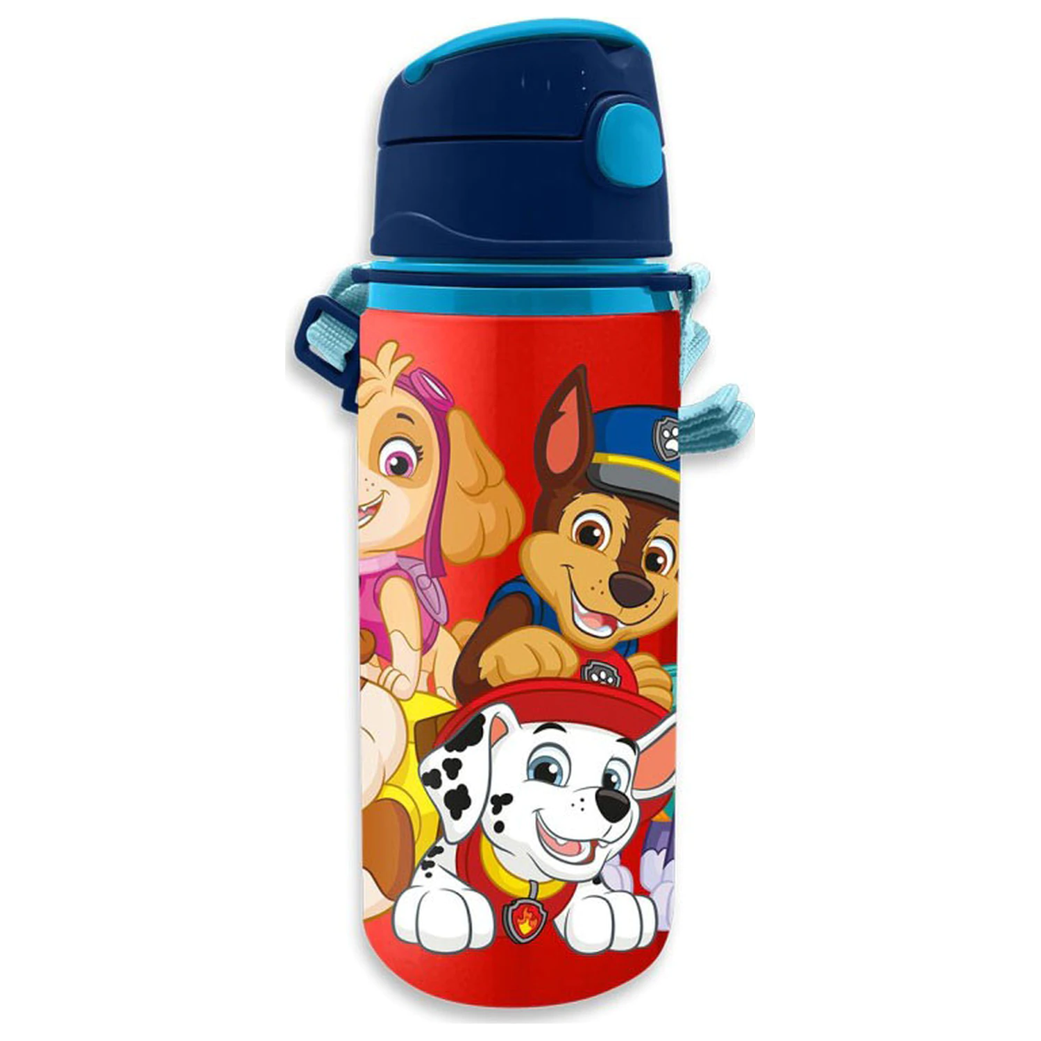 Paw Patrol červená hliníková fľaša so slamkou a háčikom 600 ml produktová fotografia