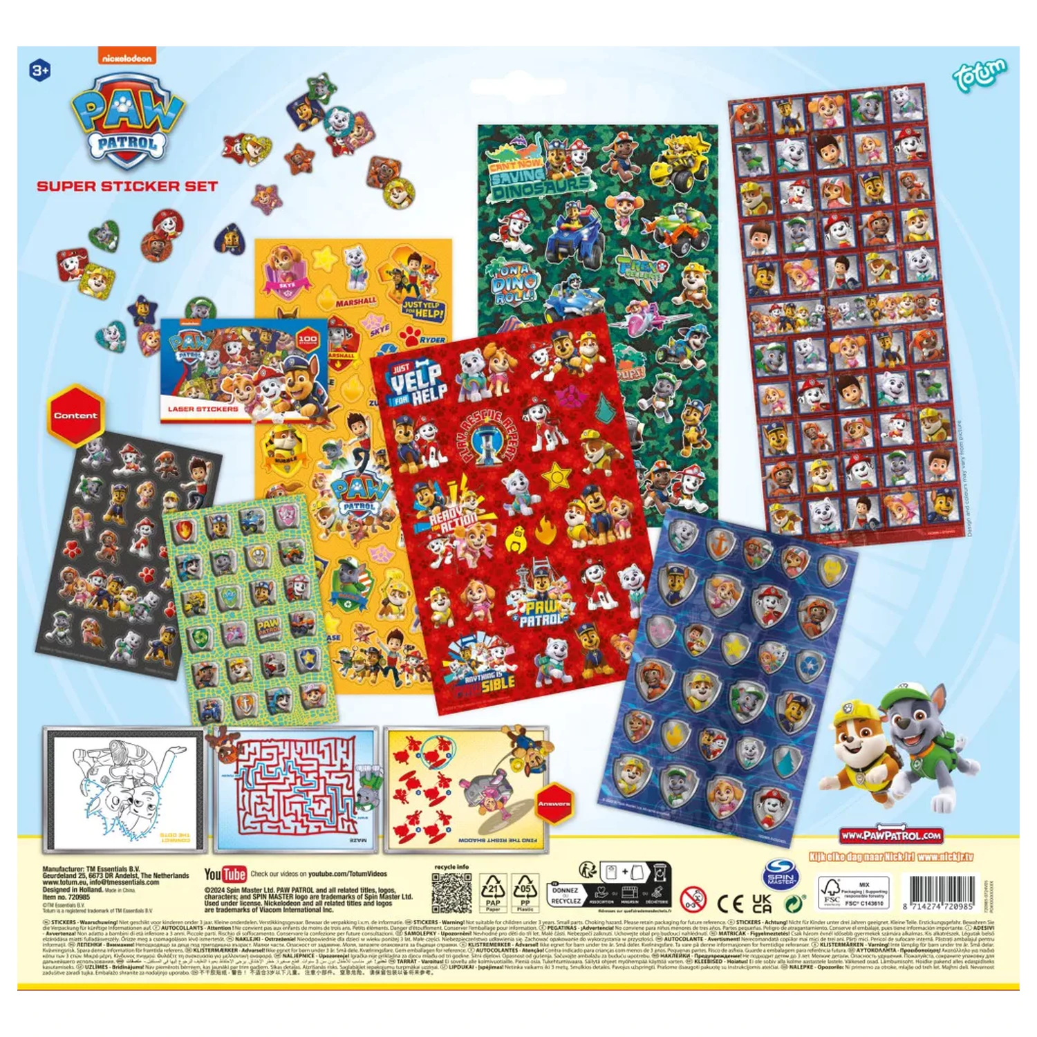Paw Patrol Rescue Repeat Super Sticker Set s hračkou produktová fotografia