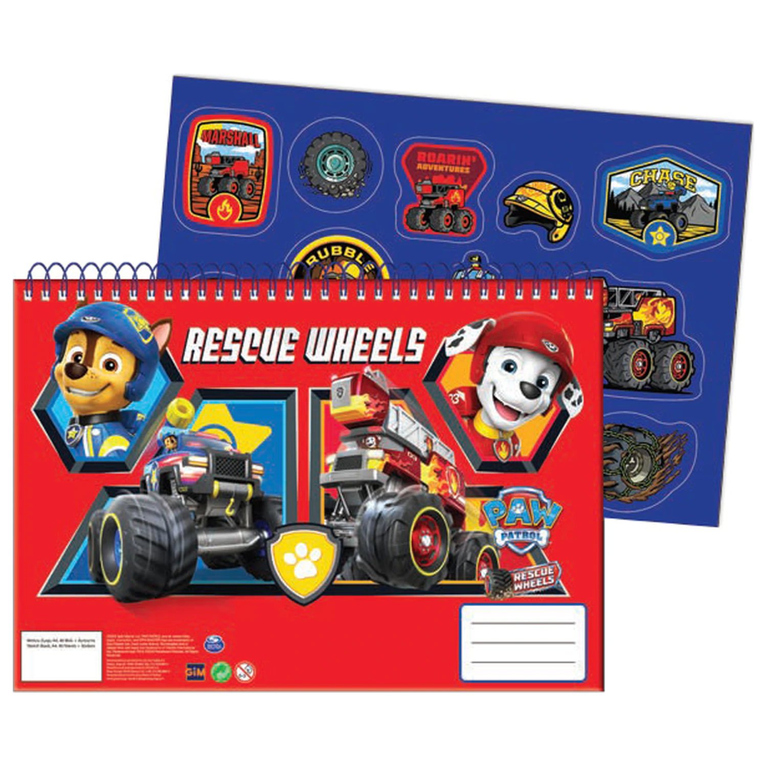 Paw Patrol Rescue Wheels Skicár A/4 so špirálovou väzbou so 40 nálepkami produktová fotografia