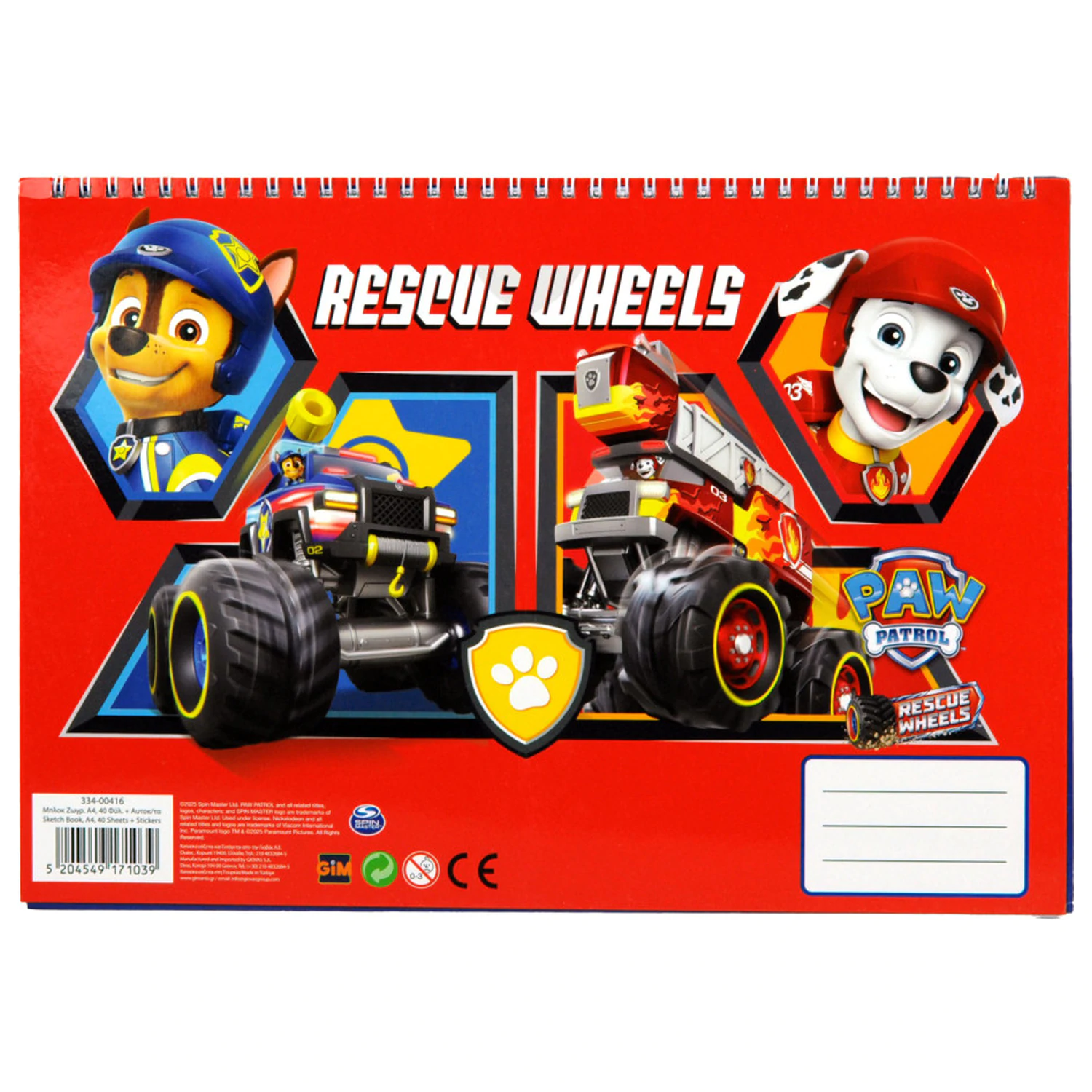 Paw Patrol Rescue Wheels Skicár A/4 so špirálovou väzbou so 40 nálepkami produktová fotografia
