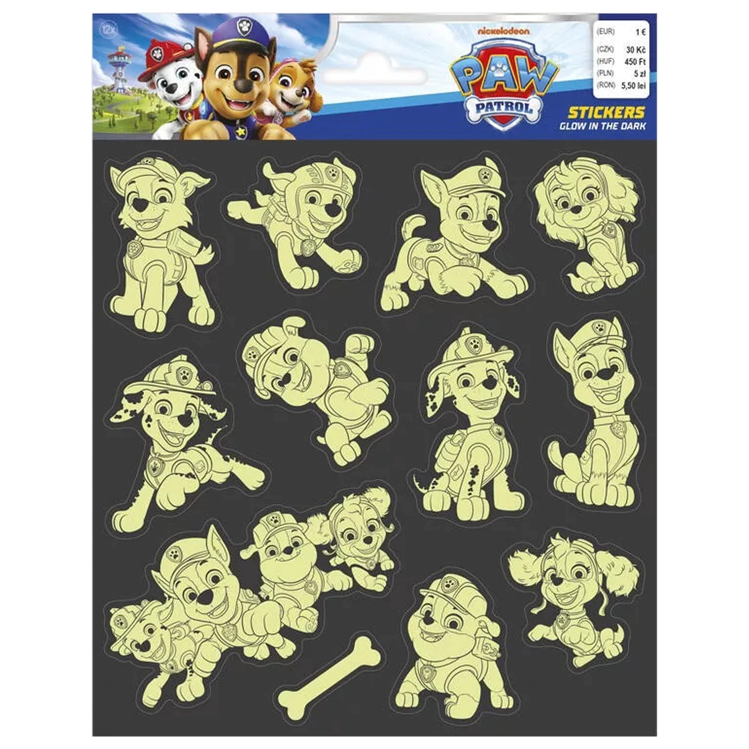 PAW Patrol Team svietiaca v tme nálepka produktová fotografia