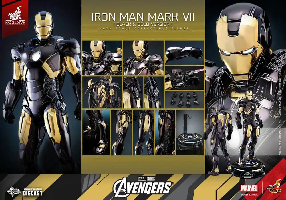 Marvel&#039;s The Avengers Diecast Movie Masterpiece akčná figúrka 1/6 Iron Man Mark VII (Black &amp; Gold Version) 32 cm produktová fotografia