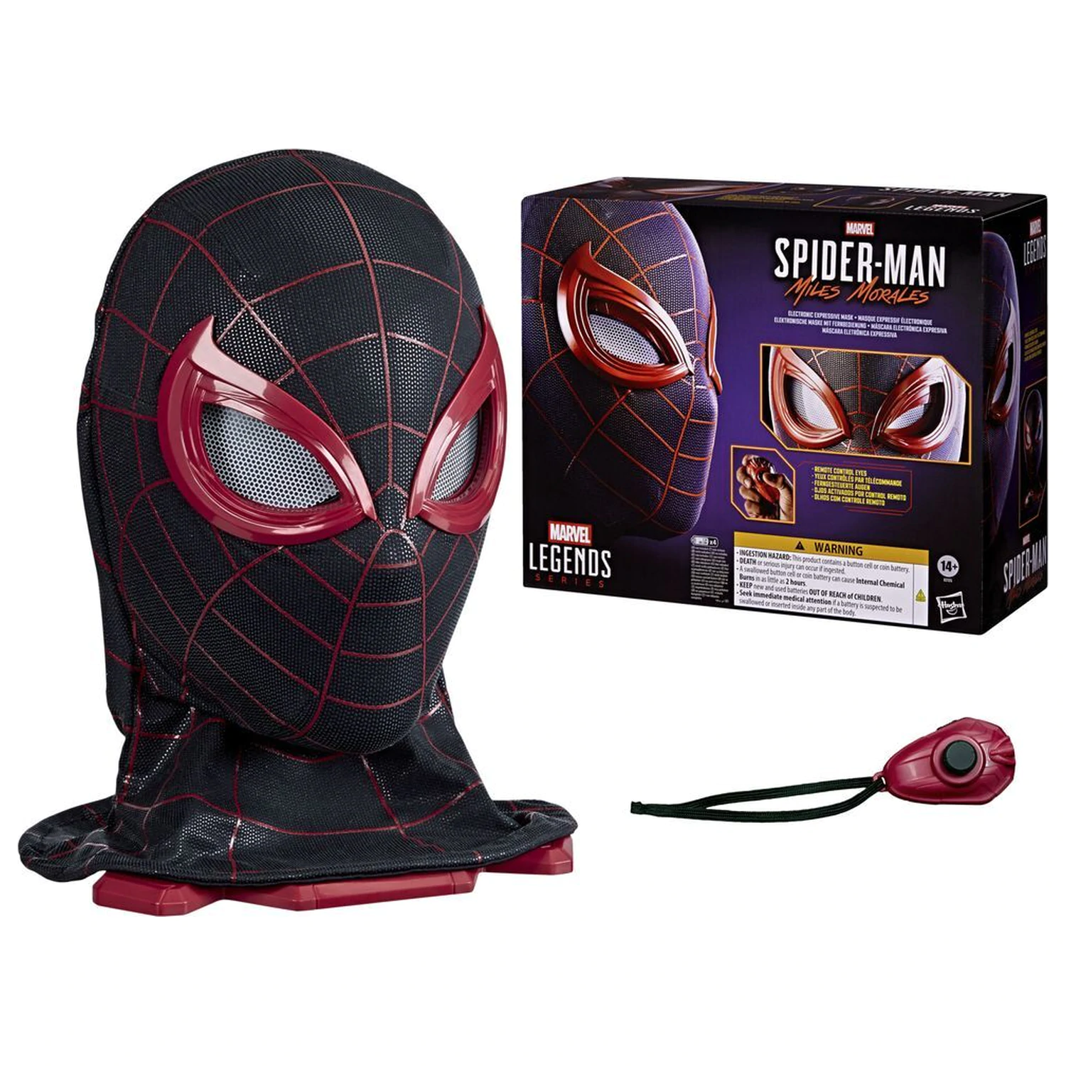Marvel Legends Series Spider-Man Miles Morales elektronická maska produktová fotografia