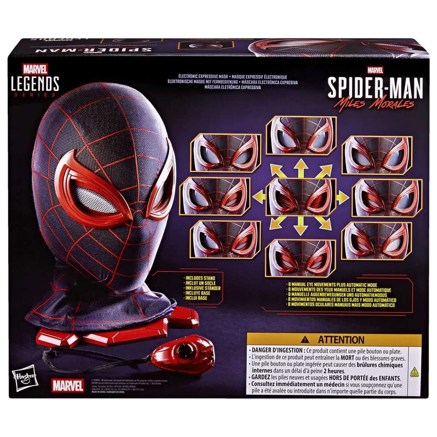 Marvel Legends Series Spider-Man Miles Morales elektronická maska produktová fotografia