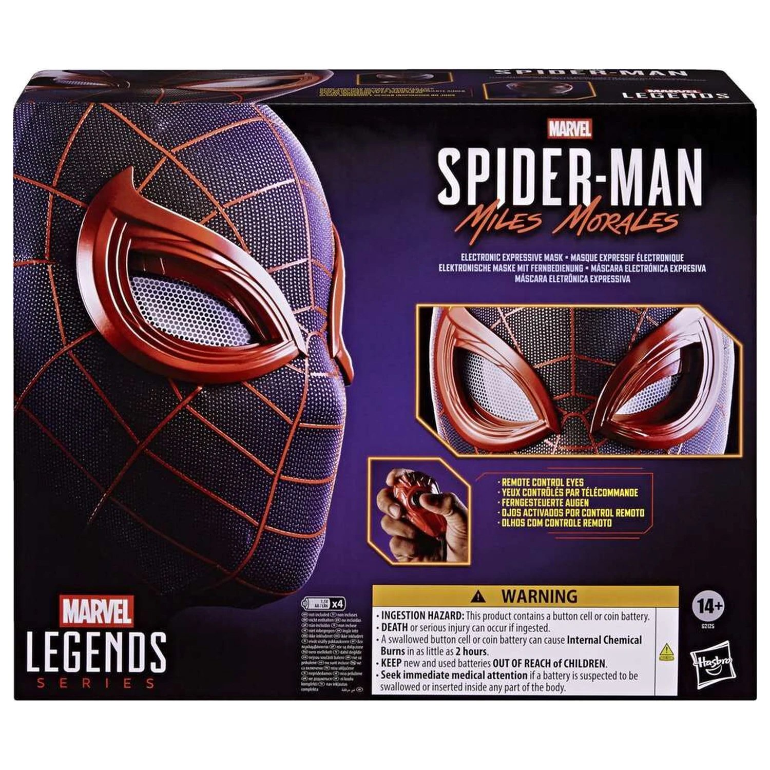 Marvel Legends Series Spider-Man Miles Morales elektronická maska produktová fotografia