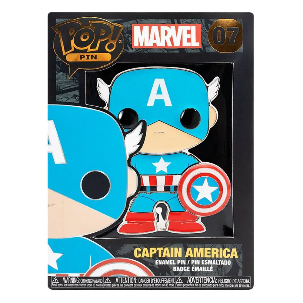 Marvel POP! Smaltovaná pripínacia placka Captain America 10 cm produktová fotografia