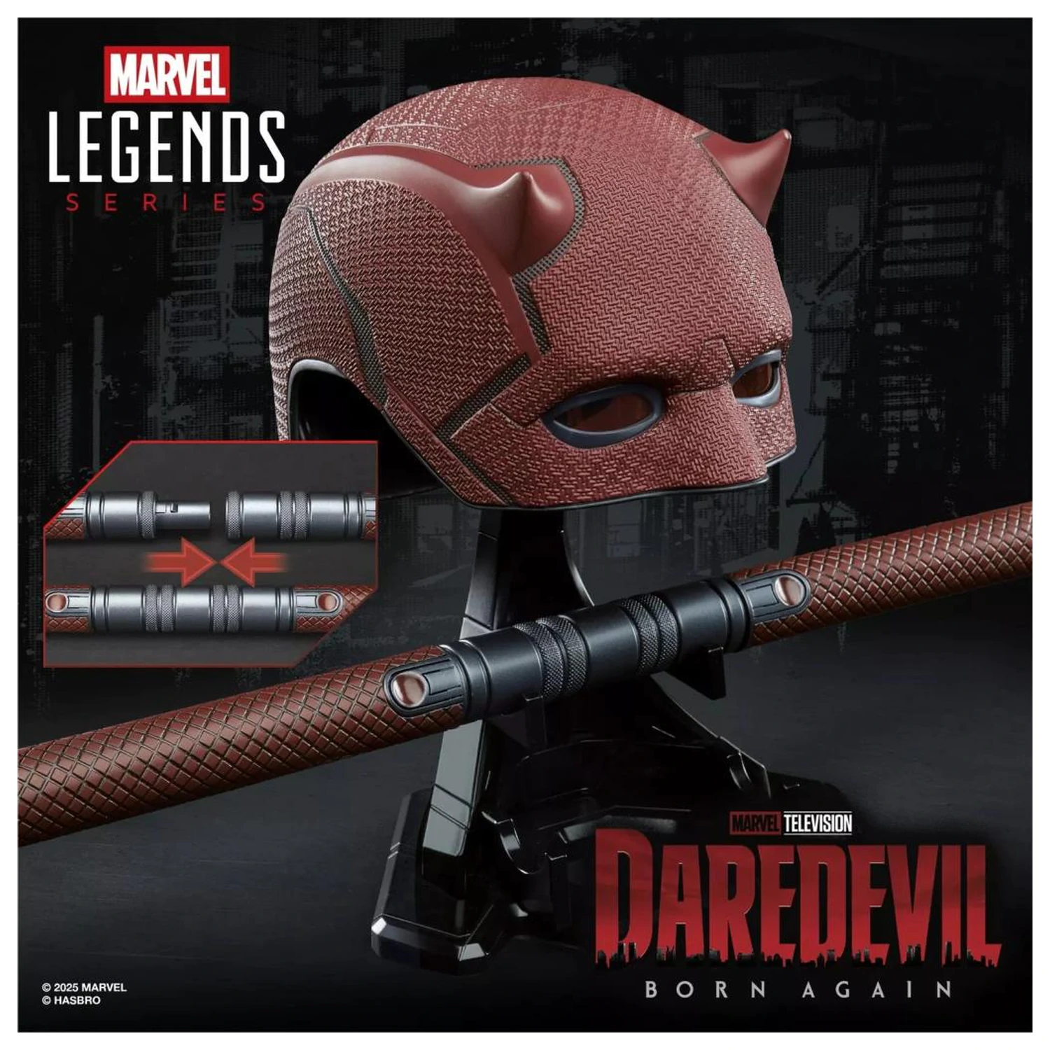 MARVEL Helmet & Billy club prémiová replika pre hranie rolí Daredevil Legend Series produktová fotografia