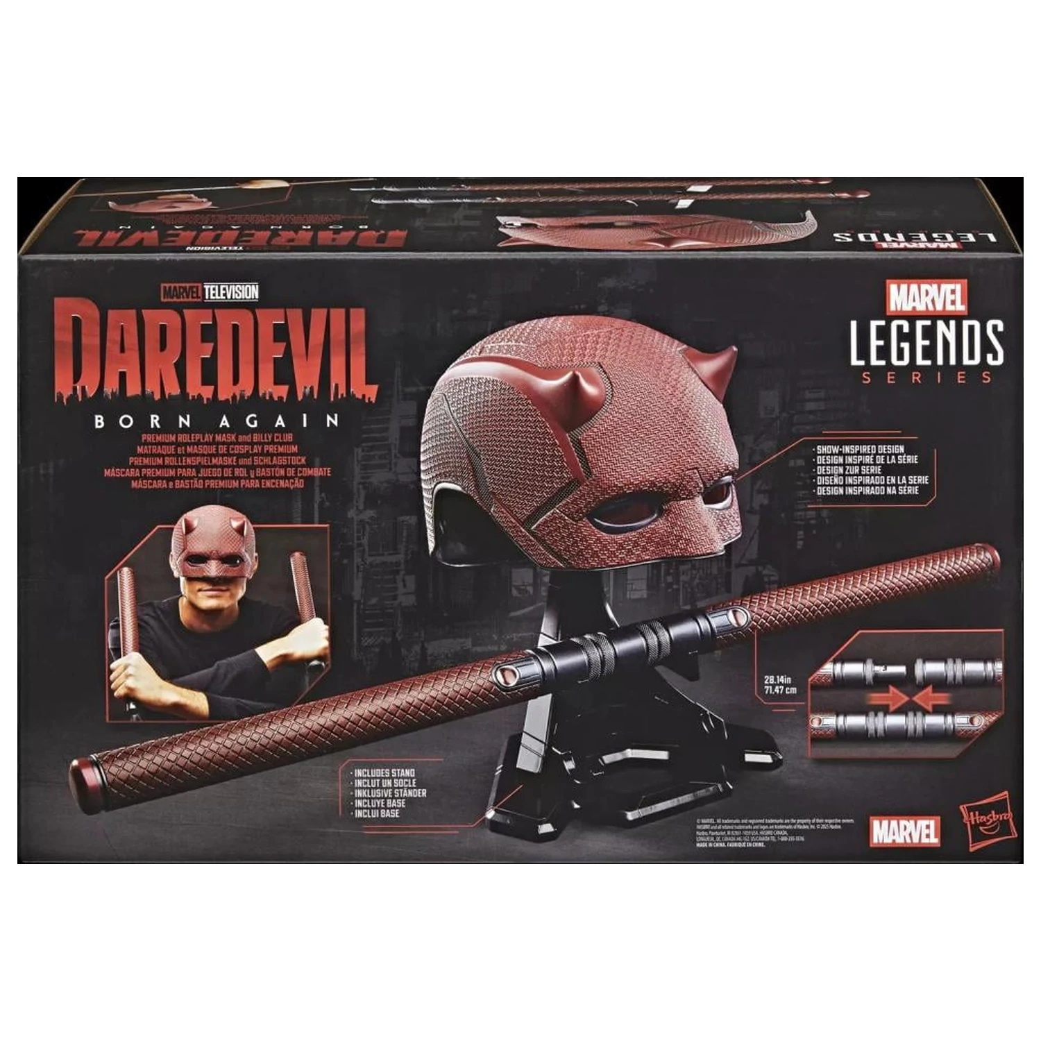 MARVEL Helmet & Billy club prémiová replika pre hranie rolí Daredevil Legend Series produktová fotografia