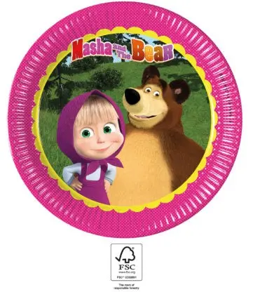 Masha and the Bear papierové taniere 8 ks 23 cm FSC produktová fotografia