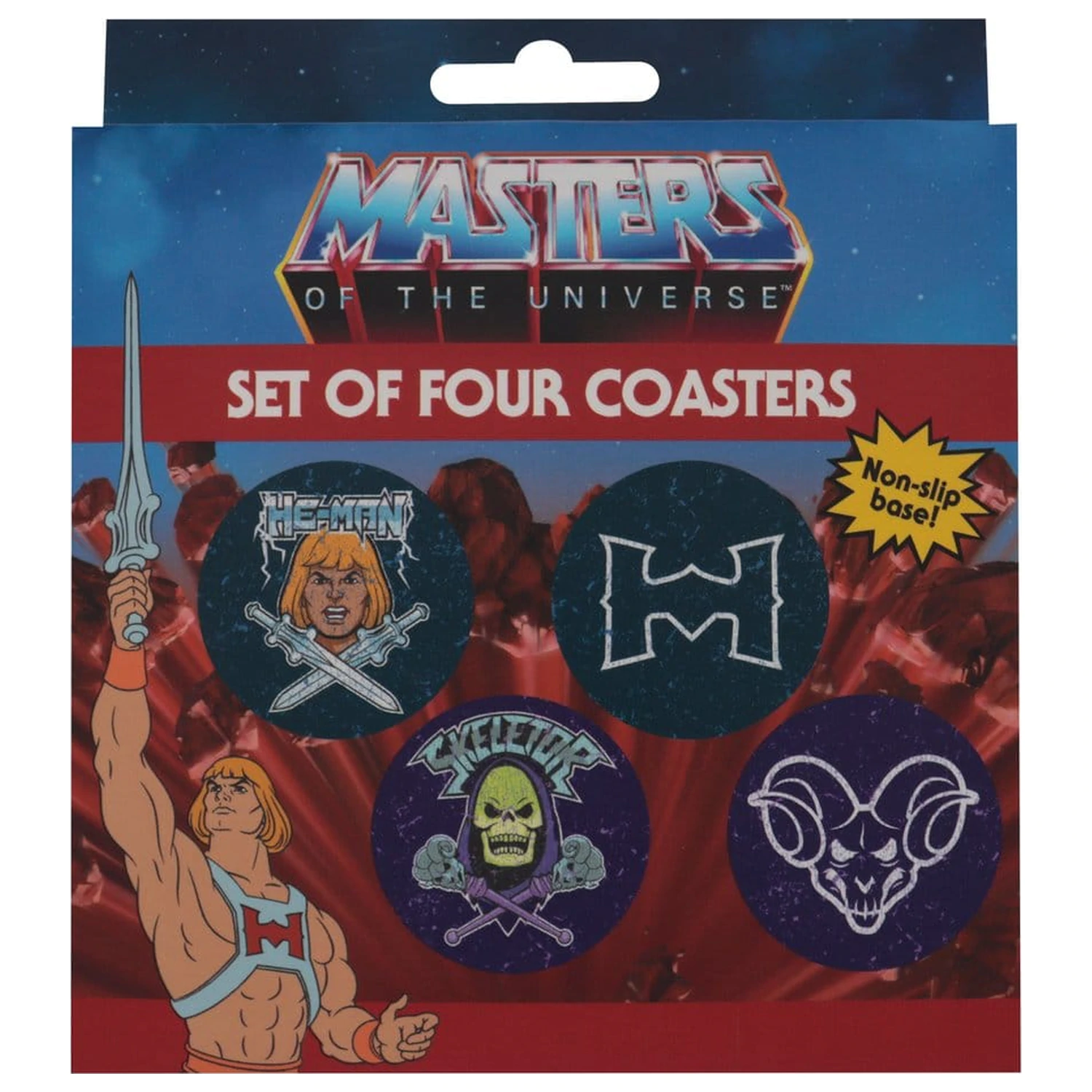 Masters of the Universe podložky pod poháre, balenie 4 kusov, potlačené kovové produktová fotografia
