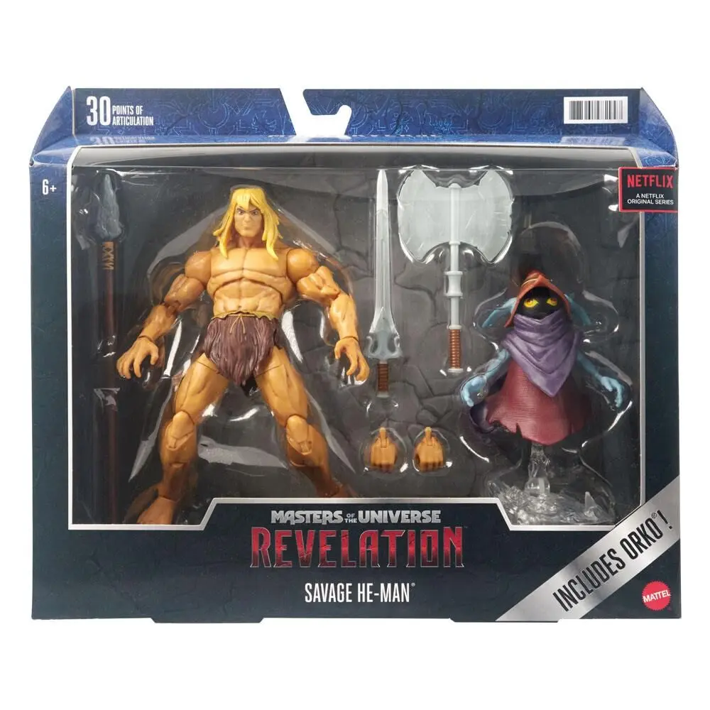 Masters of the Universe: Revelation Masterverse akčné figúrky 2022 Deluxe Savage He-Man & Orko 18 cm produktová fotografia
