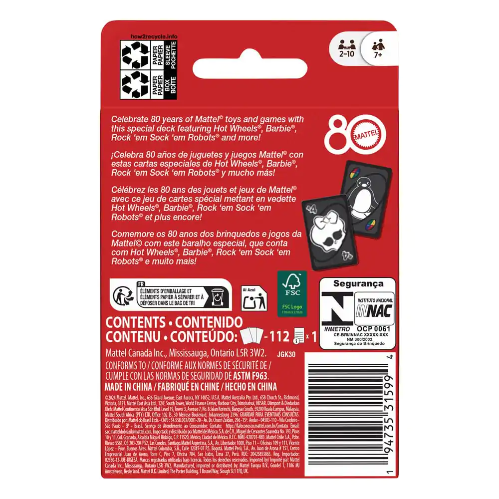 Mattel 80. výročie UNO Kartová hra Ruby Red produktová fotografia