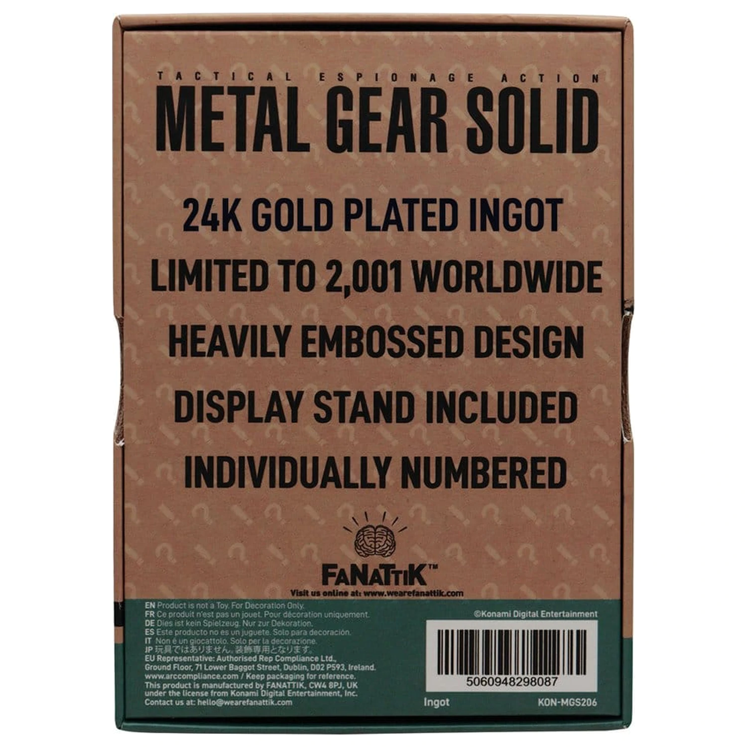 Metal Gear Solid 2 Ingot Raiden 24k pozlátená limitovaná edícia produktová fotografia