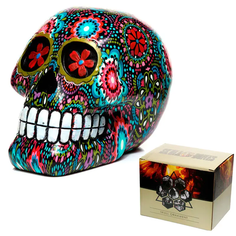 Mexická Dekoratívna Lebka Day of the Dead Floral figúrka 14 cm produktová fotografia