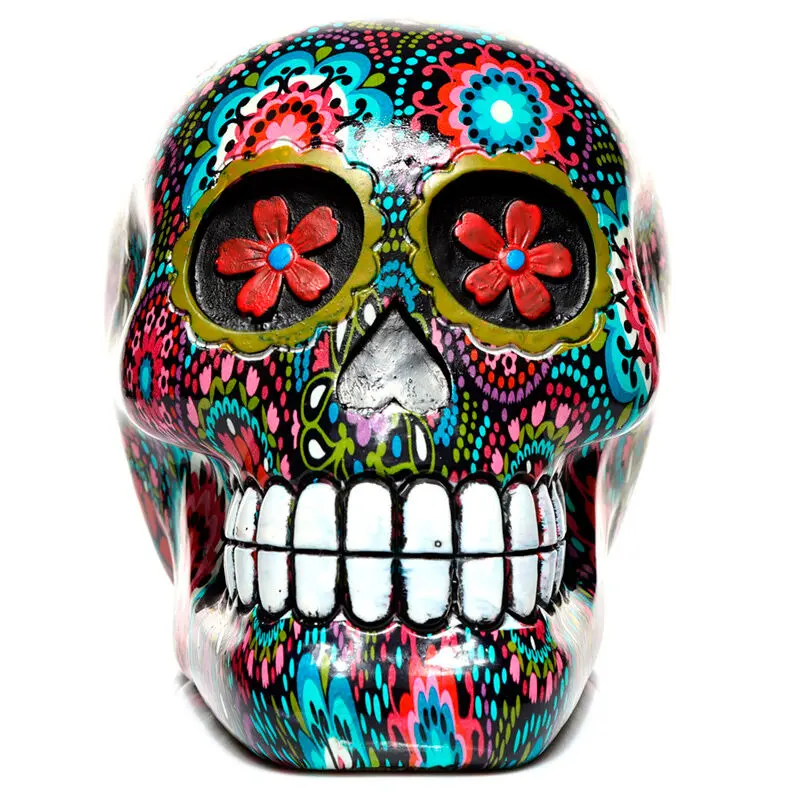 Mexická Dekoratívna Lebka Day of the Dead Floral figúrka 14 cm produktová fotografia