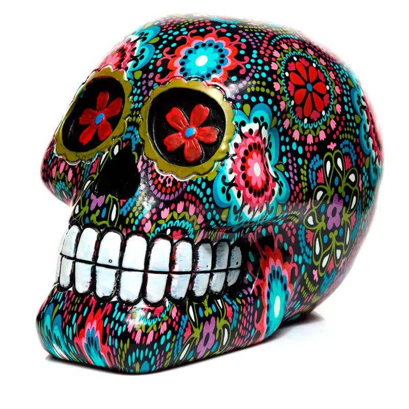 Mexická Dekoratívna Lebka Day of the Dead Floral figúrka 14 cm produktová fotografia