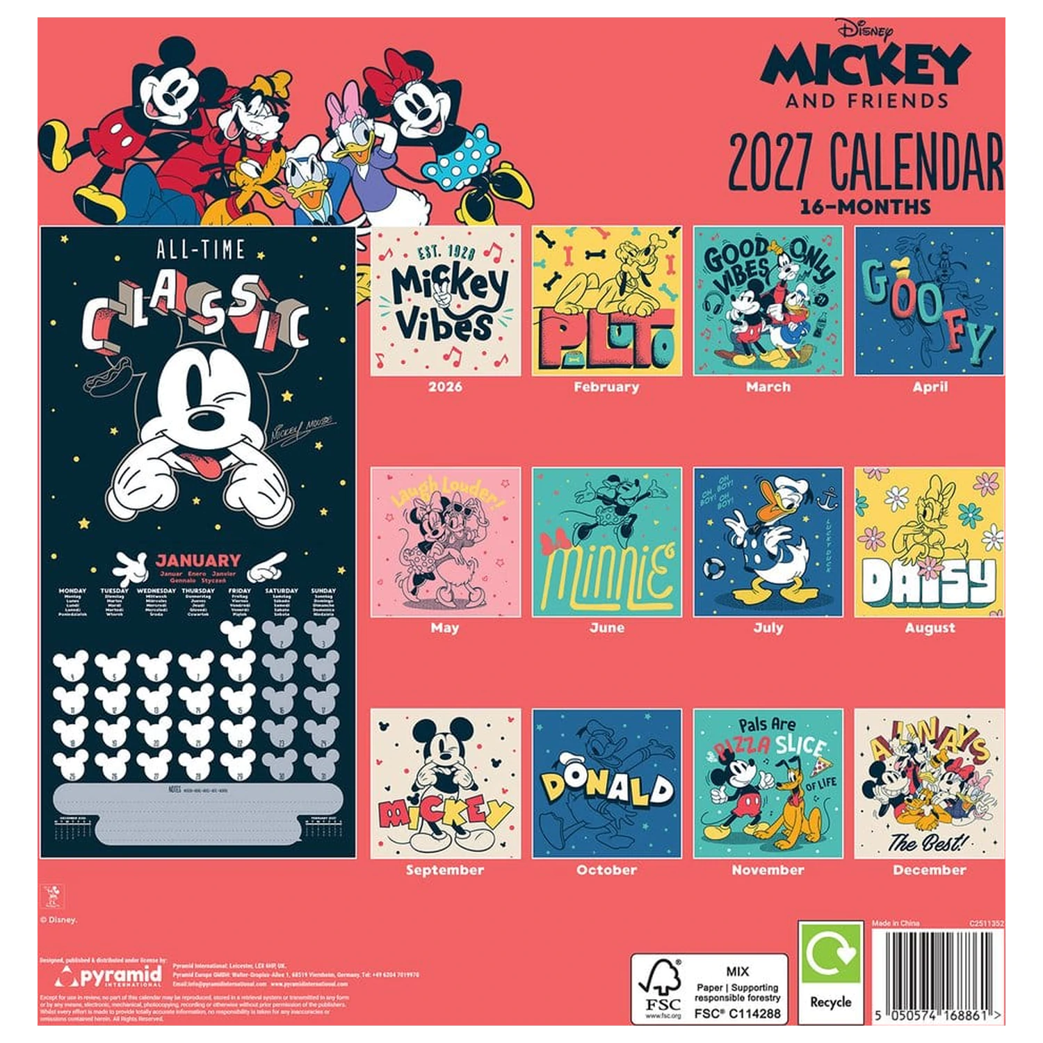 Mickey & Friends Kalendár 2027 30 x 30 cm produktová fotografia
