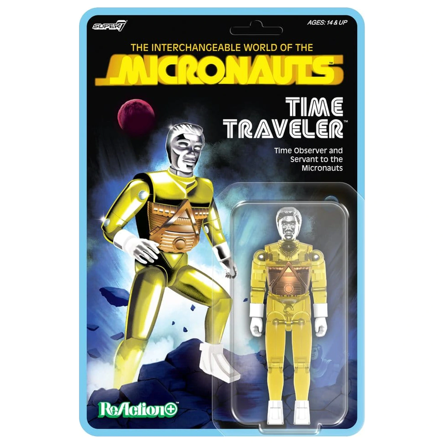 Micronauts ReAction+ Akčná figúrka Vlna 03 Time Traveler (priesvitná žltá) 10 cm produktová fotografia