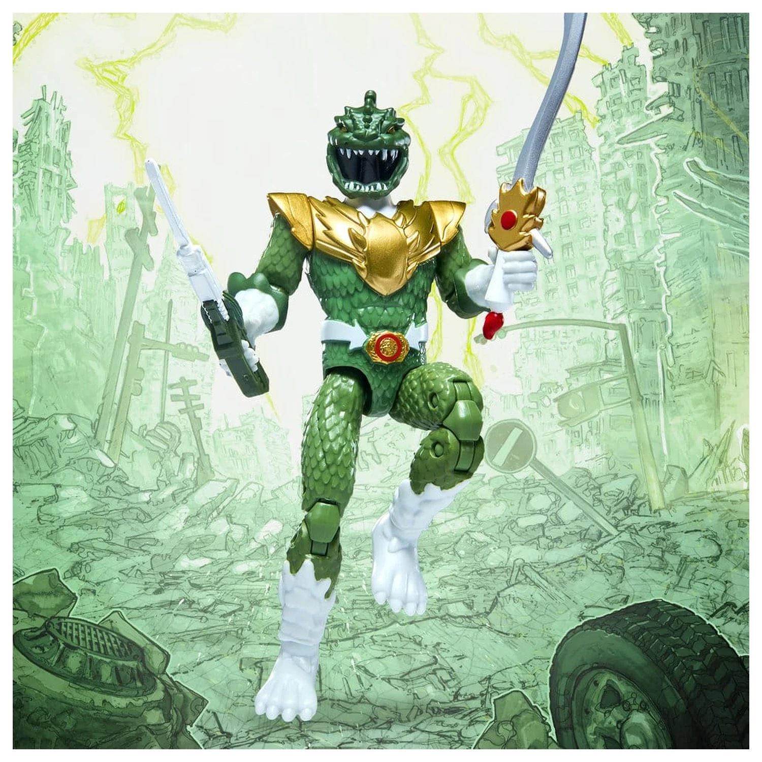 Mighty Morphin Power Rangers x Godzilla Akčná figúrka Zelená Godzilla produktová fotografia