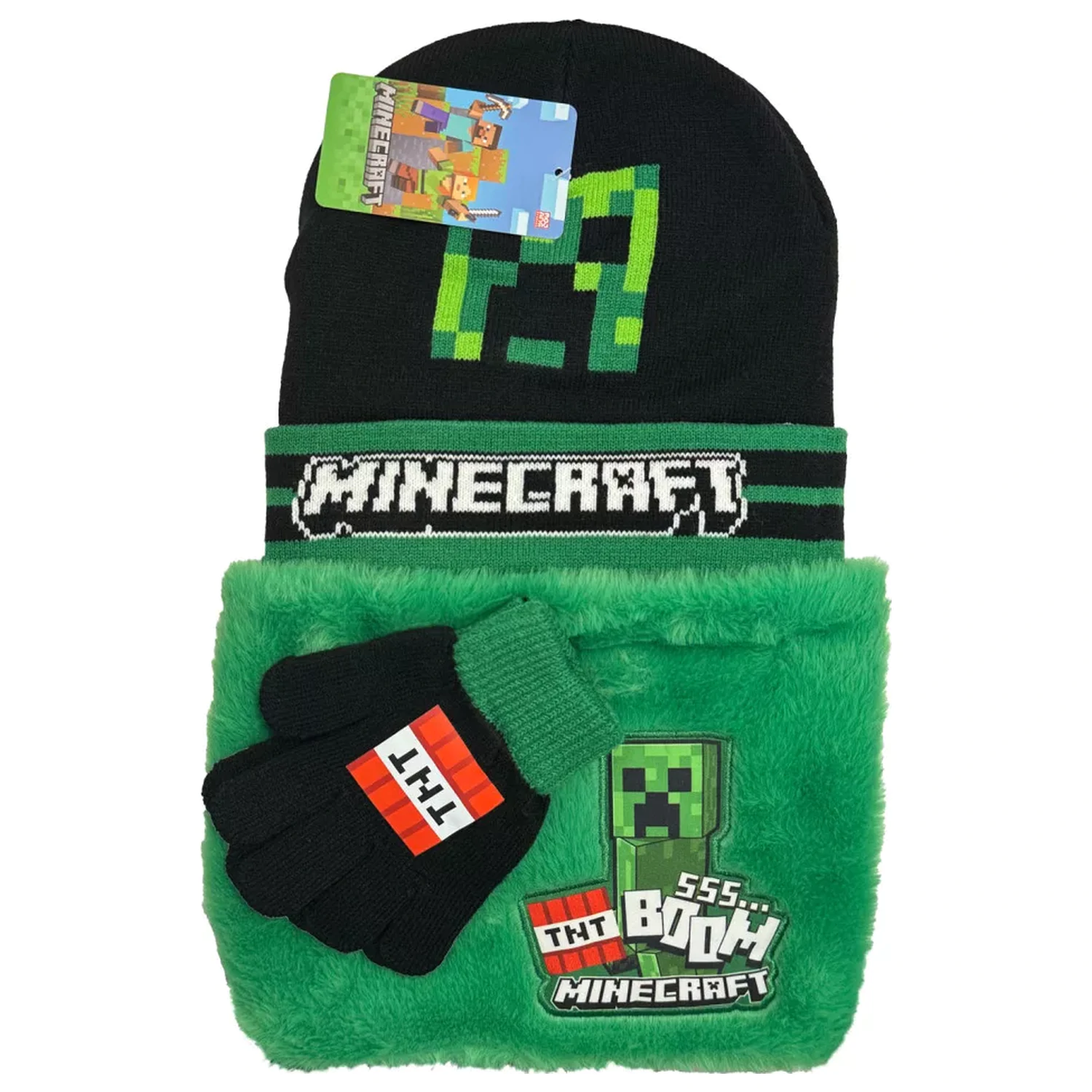 Minecraft Boom Deluxe detský set čiapky, šálu a rukavíc produktová fotografia