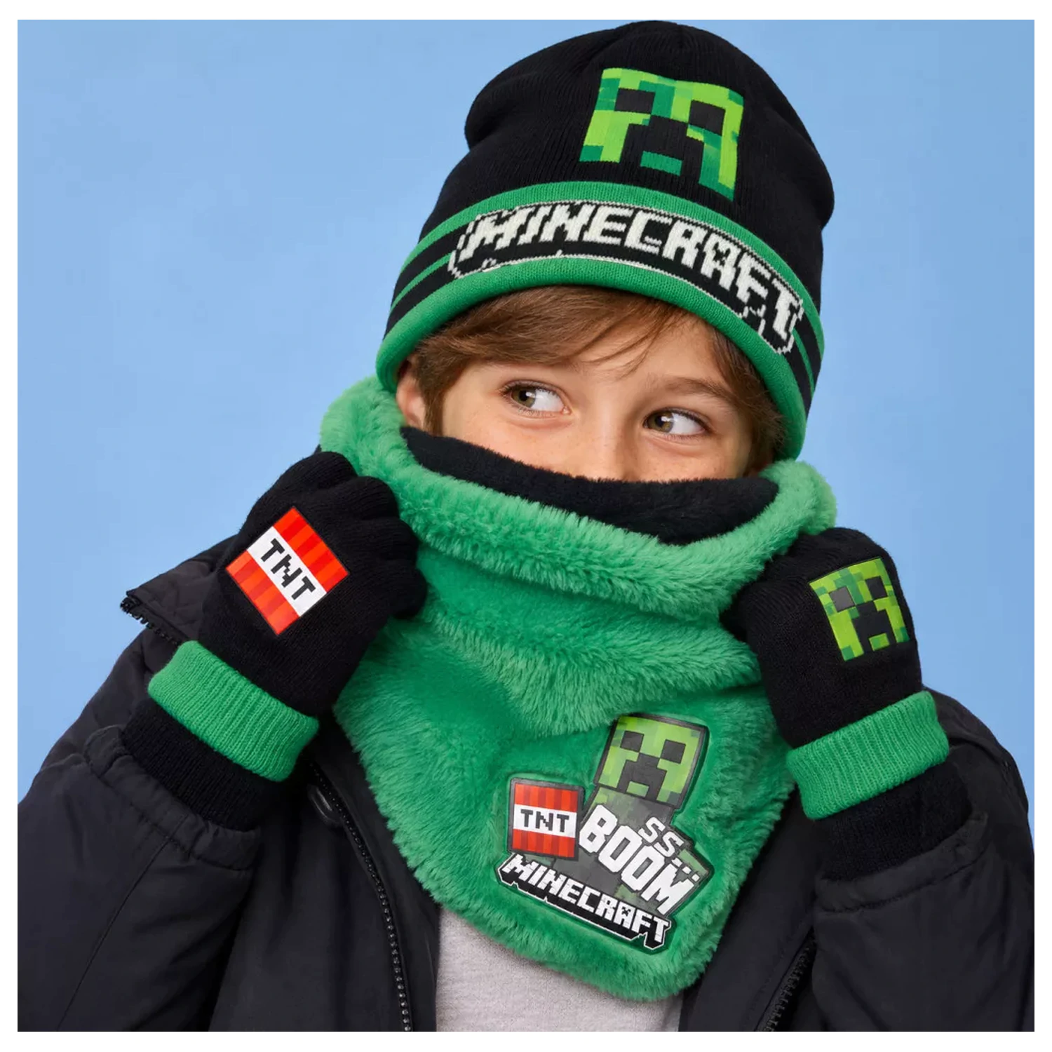 Minecraft Boom Deluxe detský set čiapky, šálu a rukavíc produktová fotografia