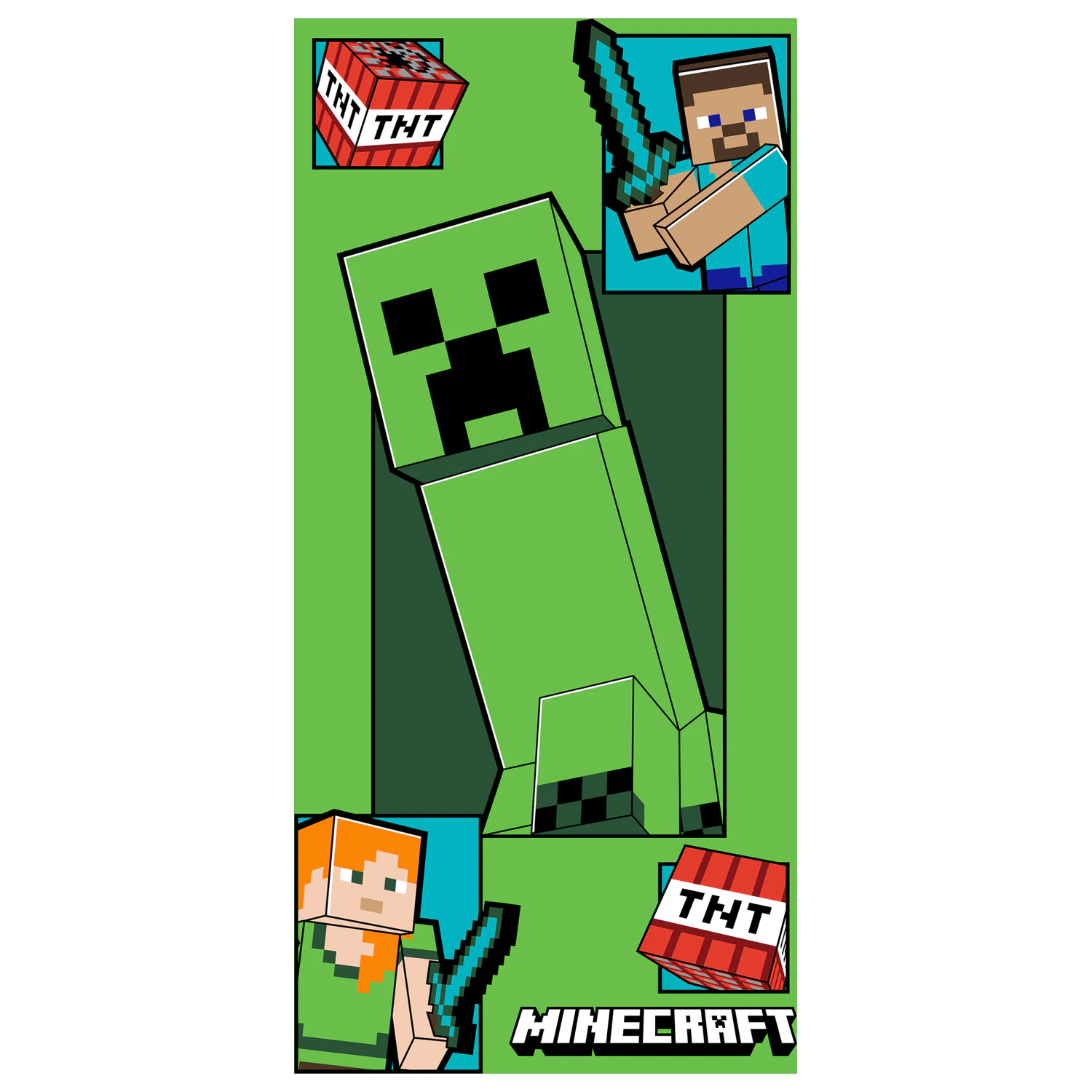Minecraft Creeper prichádzajúci uterák 70x140cm produktová fotografia
