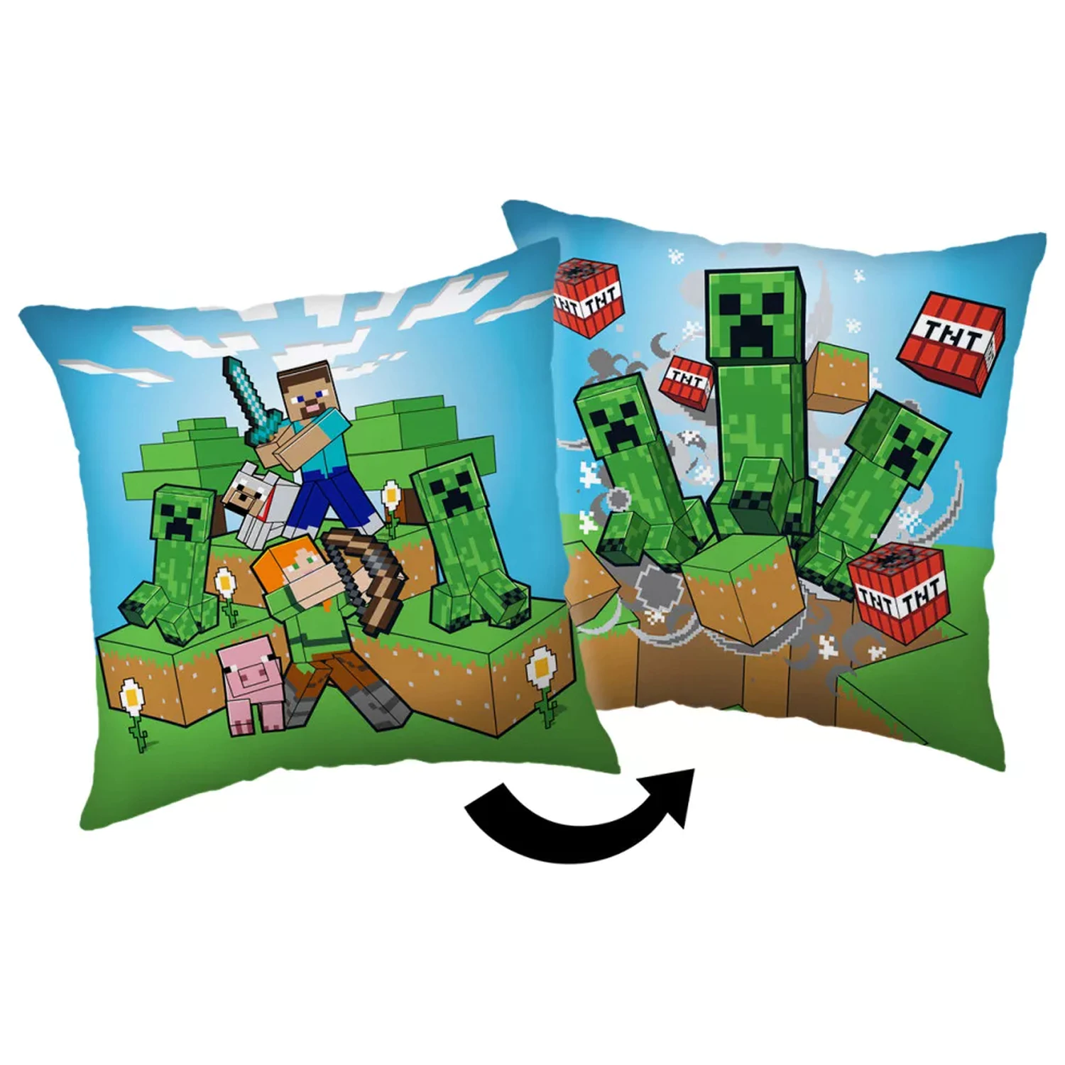 Minecraft Creeper Rush poduška, dekoračný vankúš 40x40 cm produktová fotografia