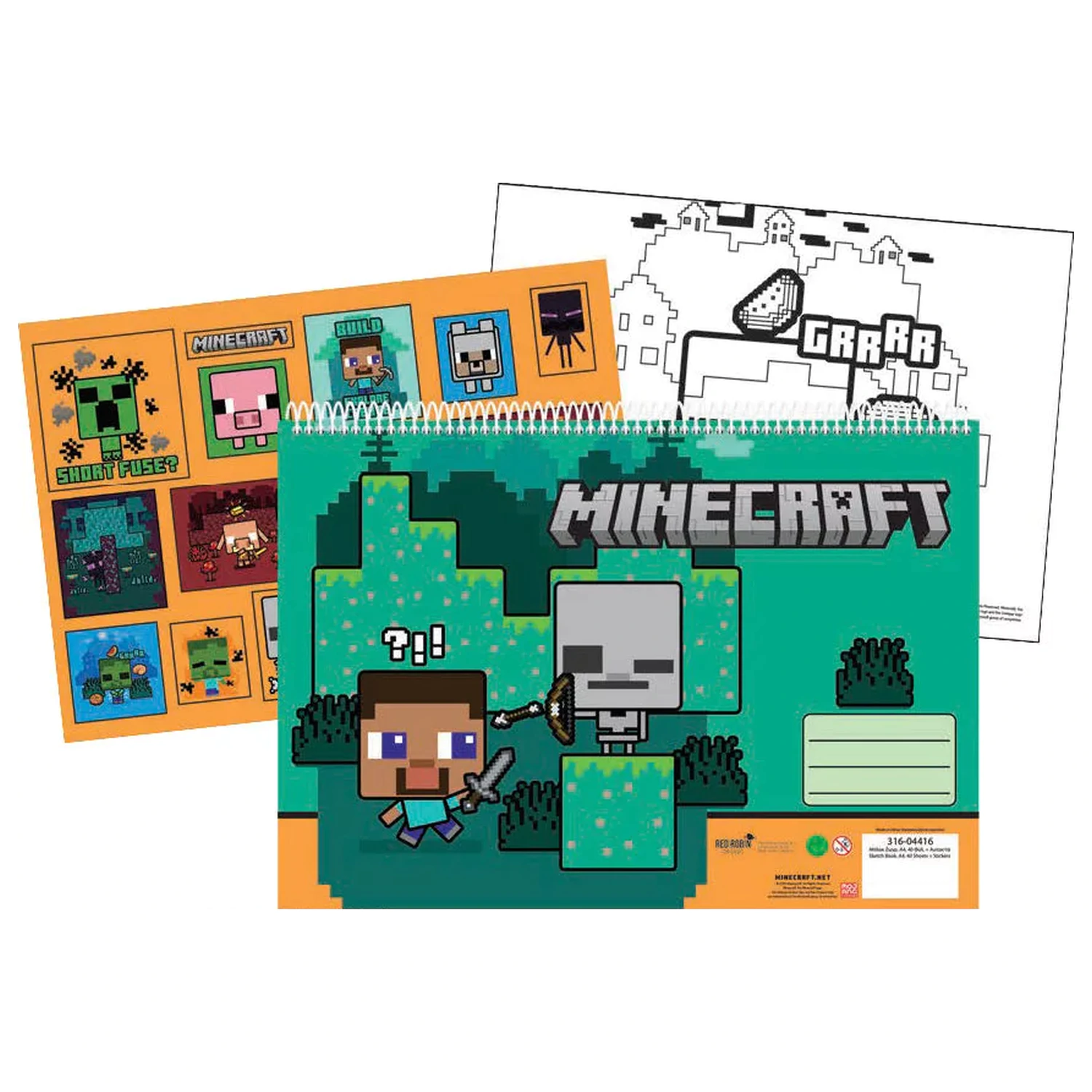 Minecraft Creepers Need Hugs A/4 špirálový skicár so 40 nálepkami produktová fotografia