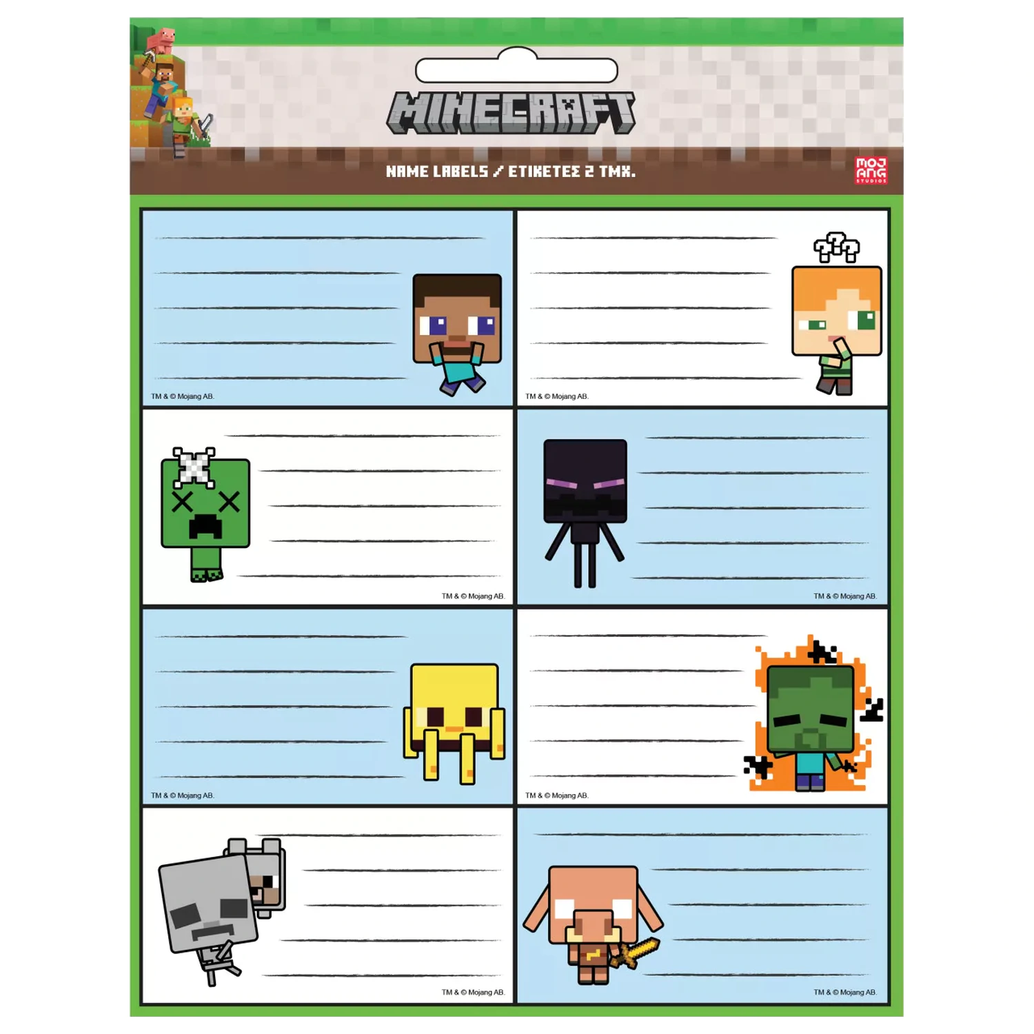 Minecraft Creepers Need Hugs štítky na zošity – balenie po 16 ks produktová fotografia