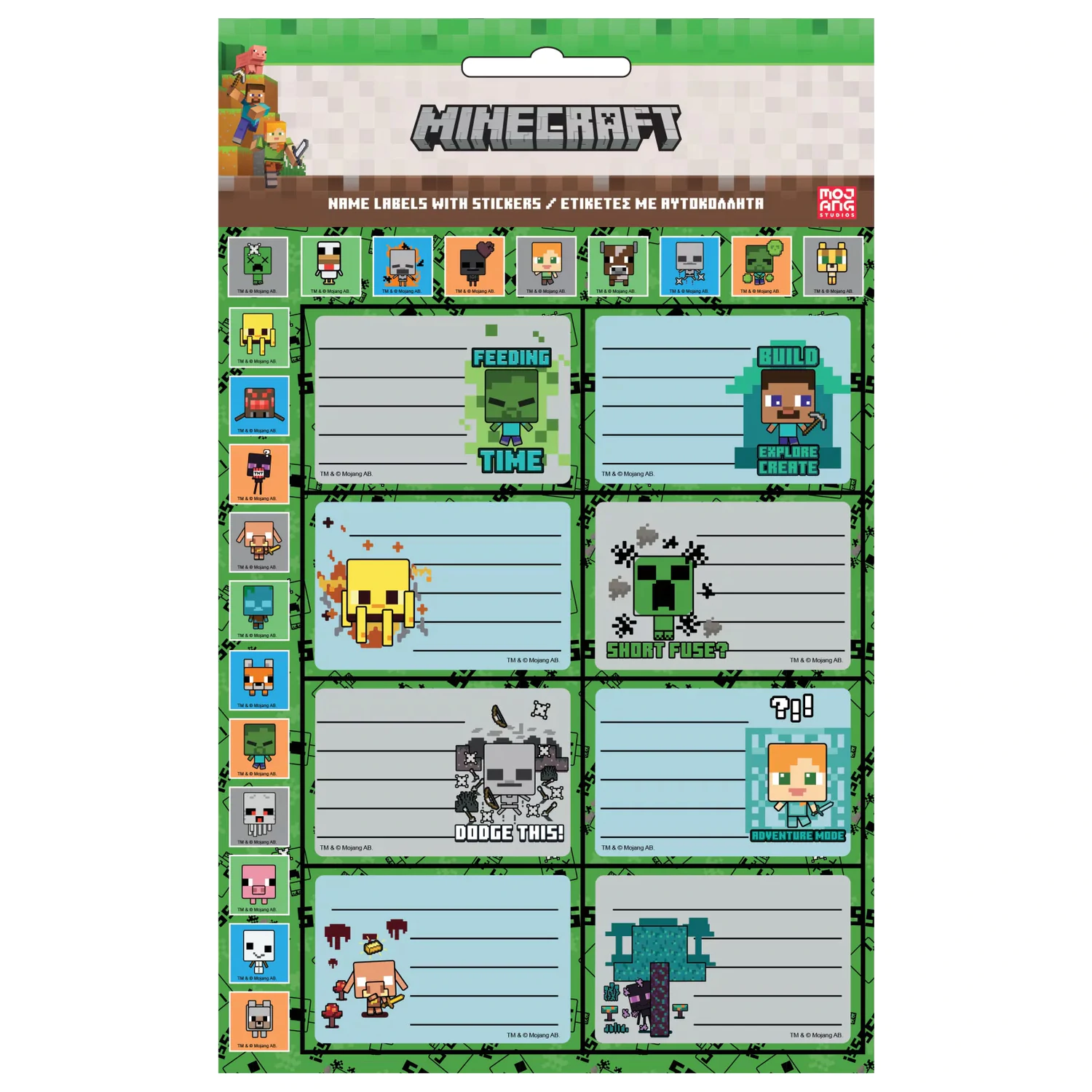 Minecraft Creepers Need Hugs Štítok na zápisník s nálepkami, 16-kusový produktová fotografia