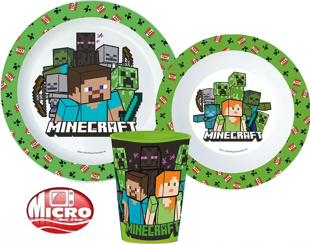 Minecraft jedálenský set, micro plastový set produktová fotografia