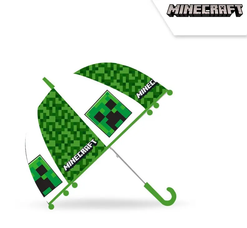 Minecraft detský transparentný poloautomatický dáždnik Ø70 cm produktová fotografia