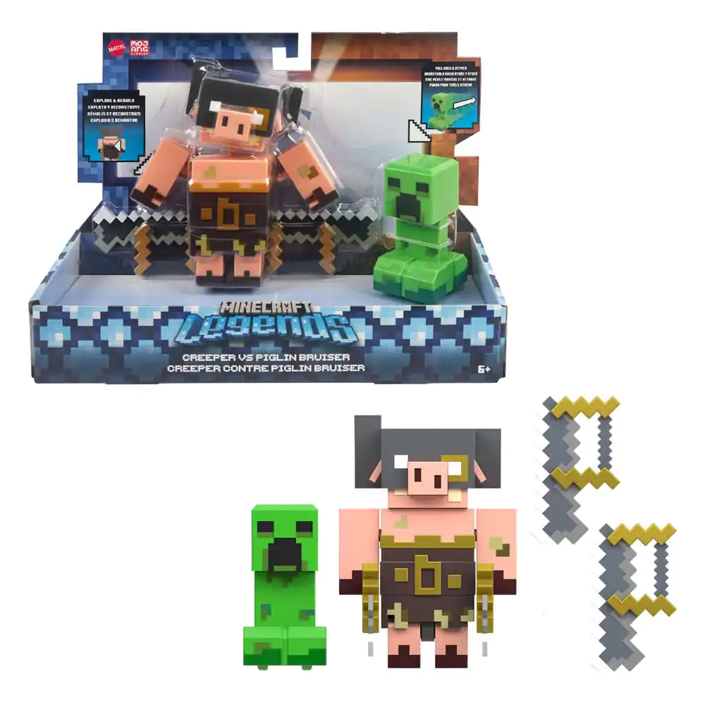 Minecraft Legends Akčná Figúrka 2-Pack Creeper vs Piglin Bruiser 8 cm produktová fotografia