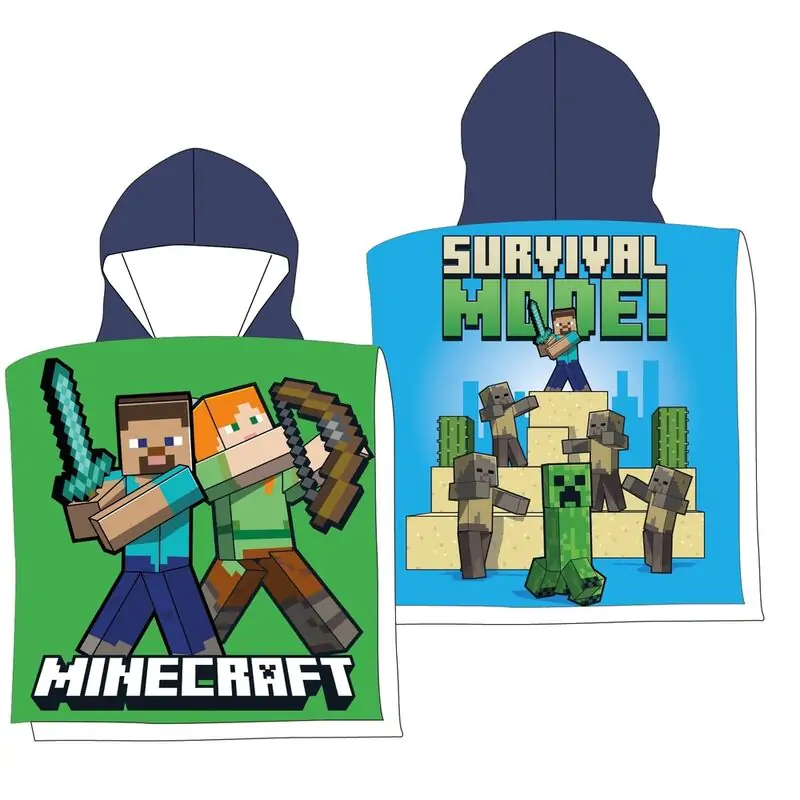 Minecraft microfibre pončo plážová osuška produktová fotografia