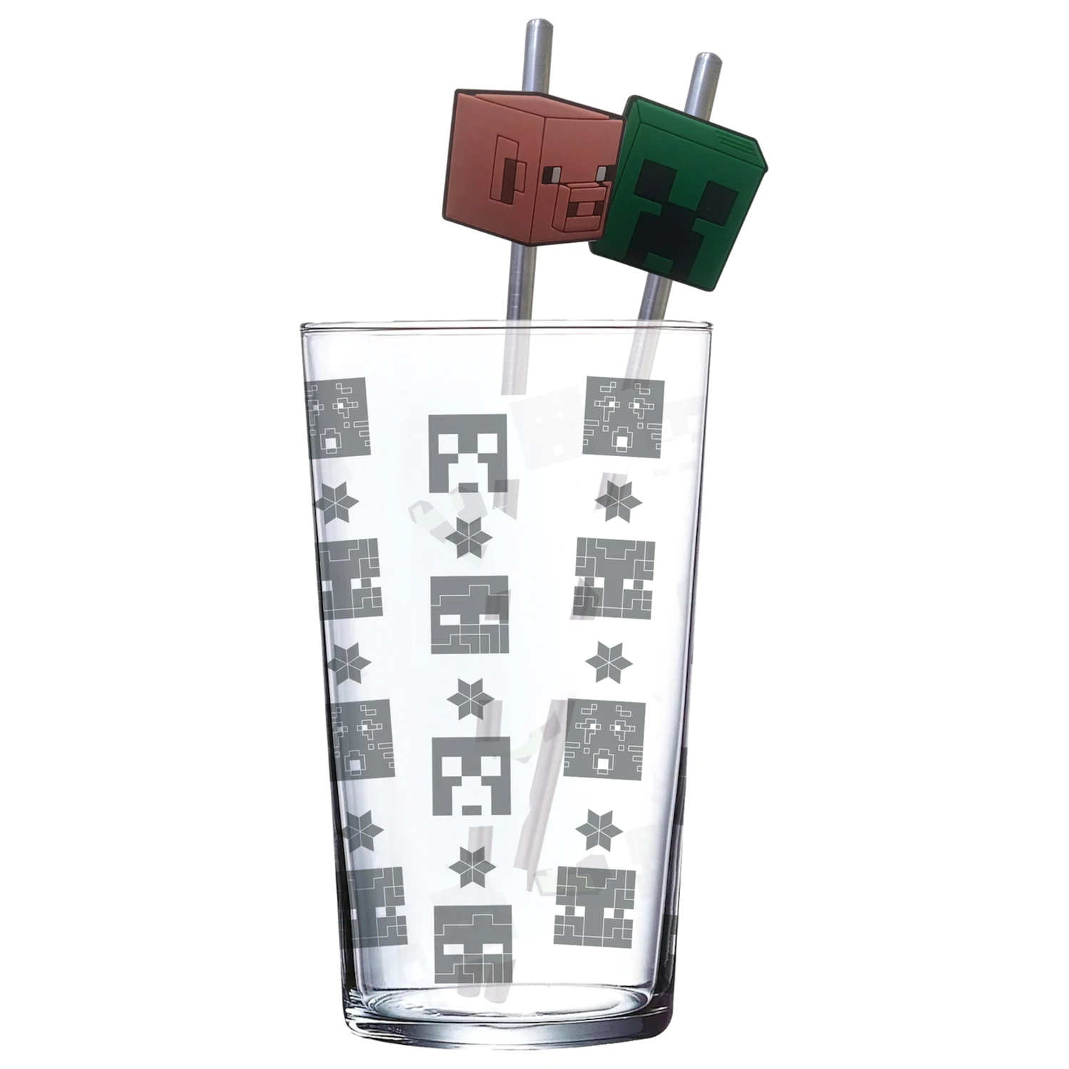 Minecraft Sklenený pohár so slamkami produktová fotografia