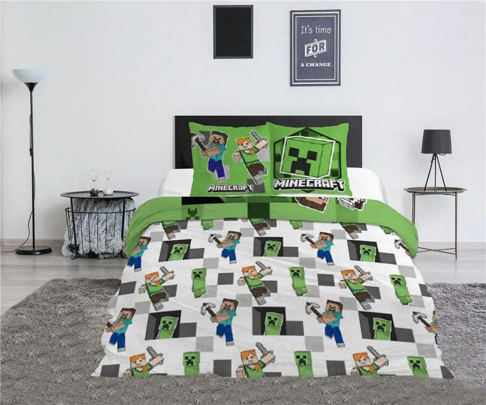 Minecraft policotton obliečka na perinu posteľ 135cm produktová fotografia