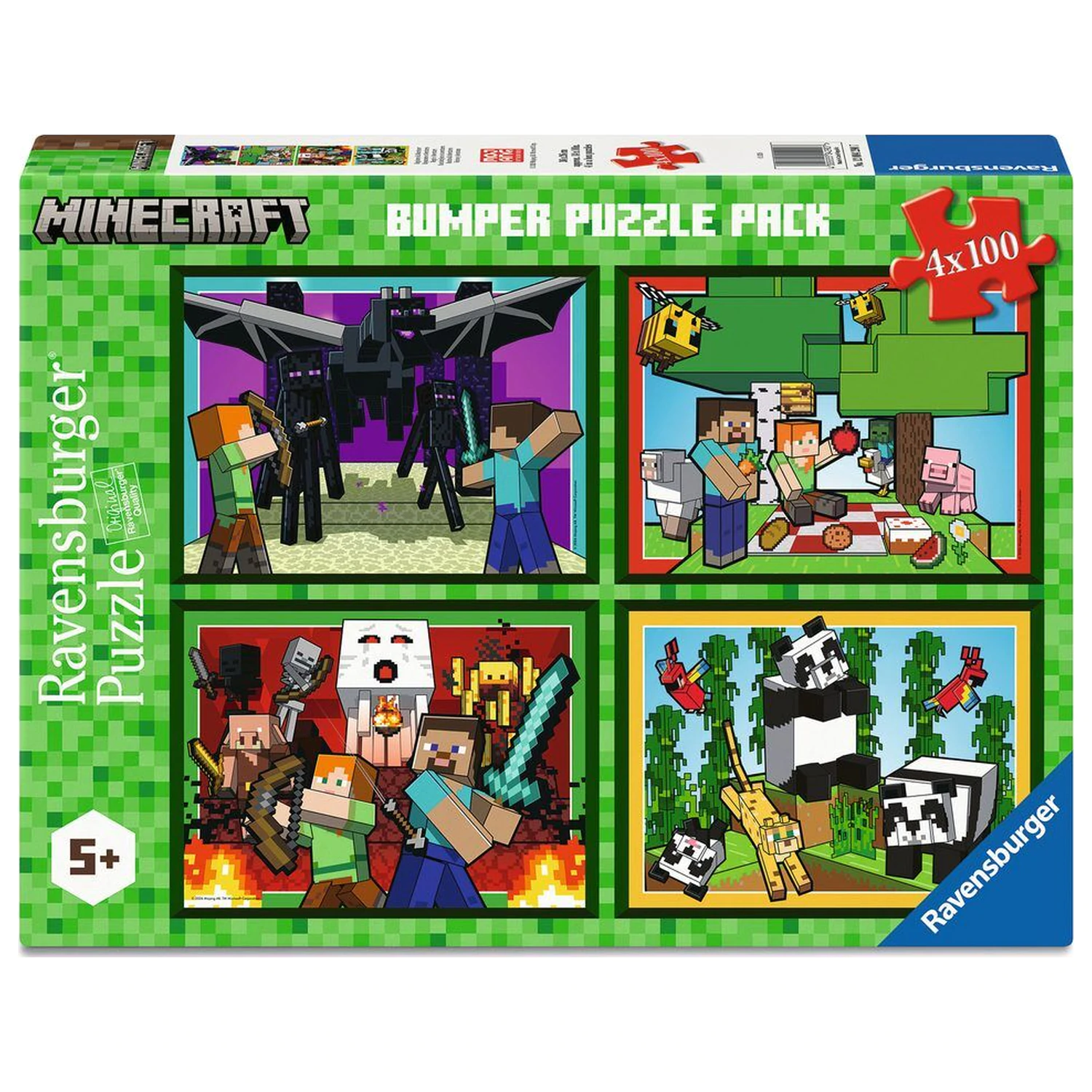 Minecraft puzzle 4x100 kusov produktová fotografia