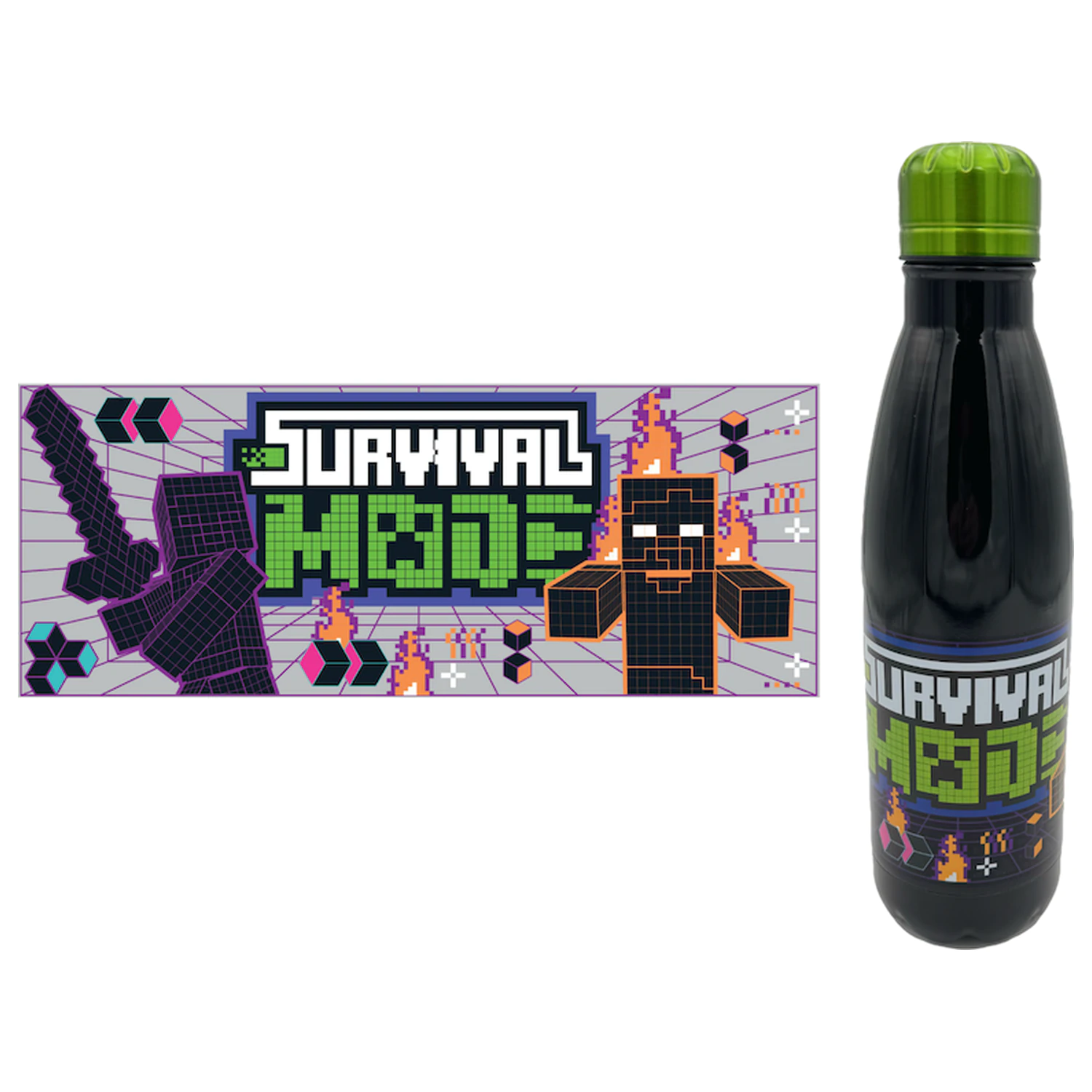 Minecraft Survival Mode nerezová oceľ fľaša produktová fotografia