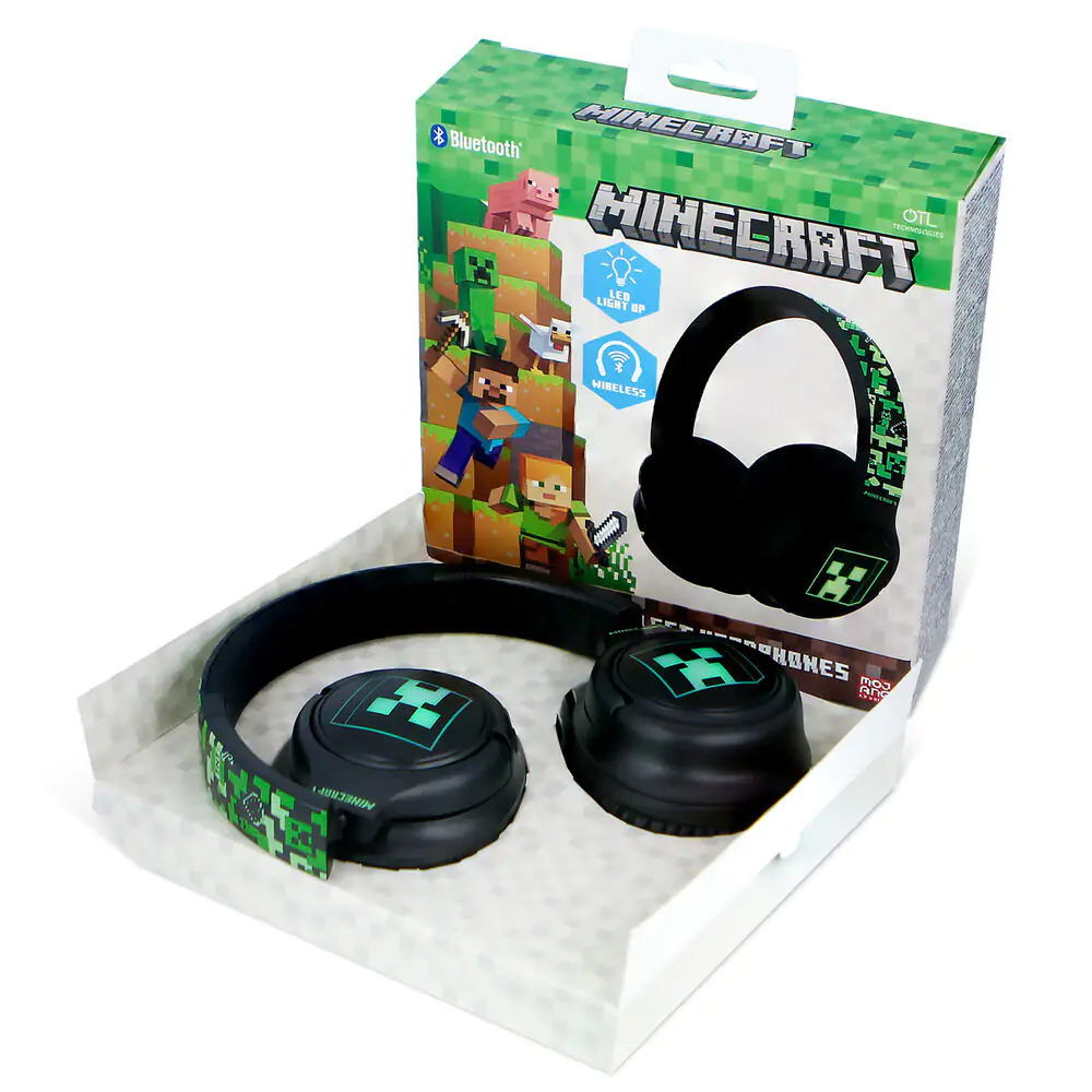 Minecraft bezdrôtové LED slúchadlá produktová fotografia