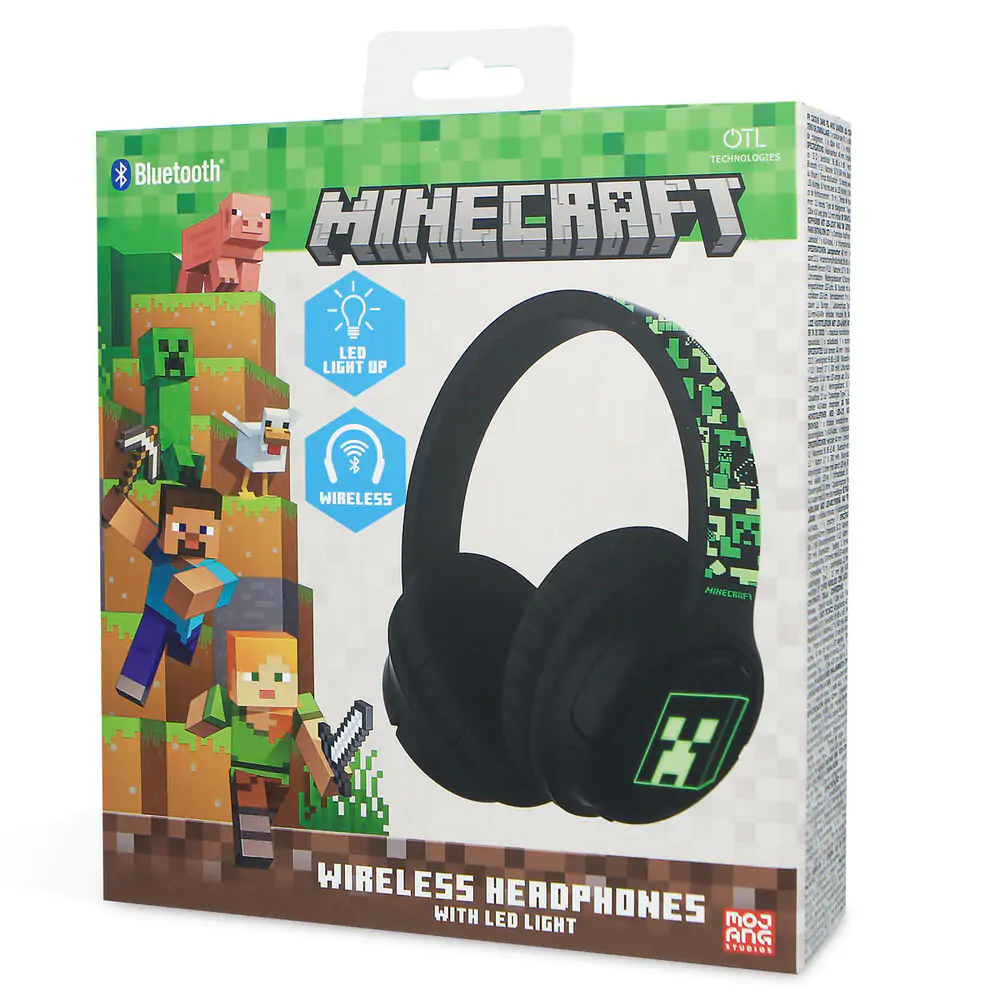 Minecraft bezdrôtové LED slúchadlá produktová fotografia