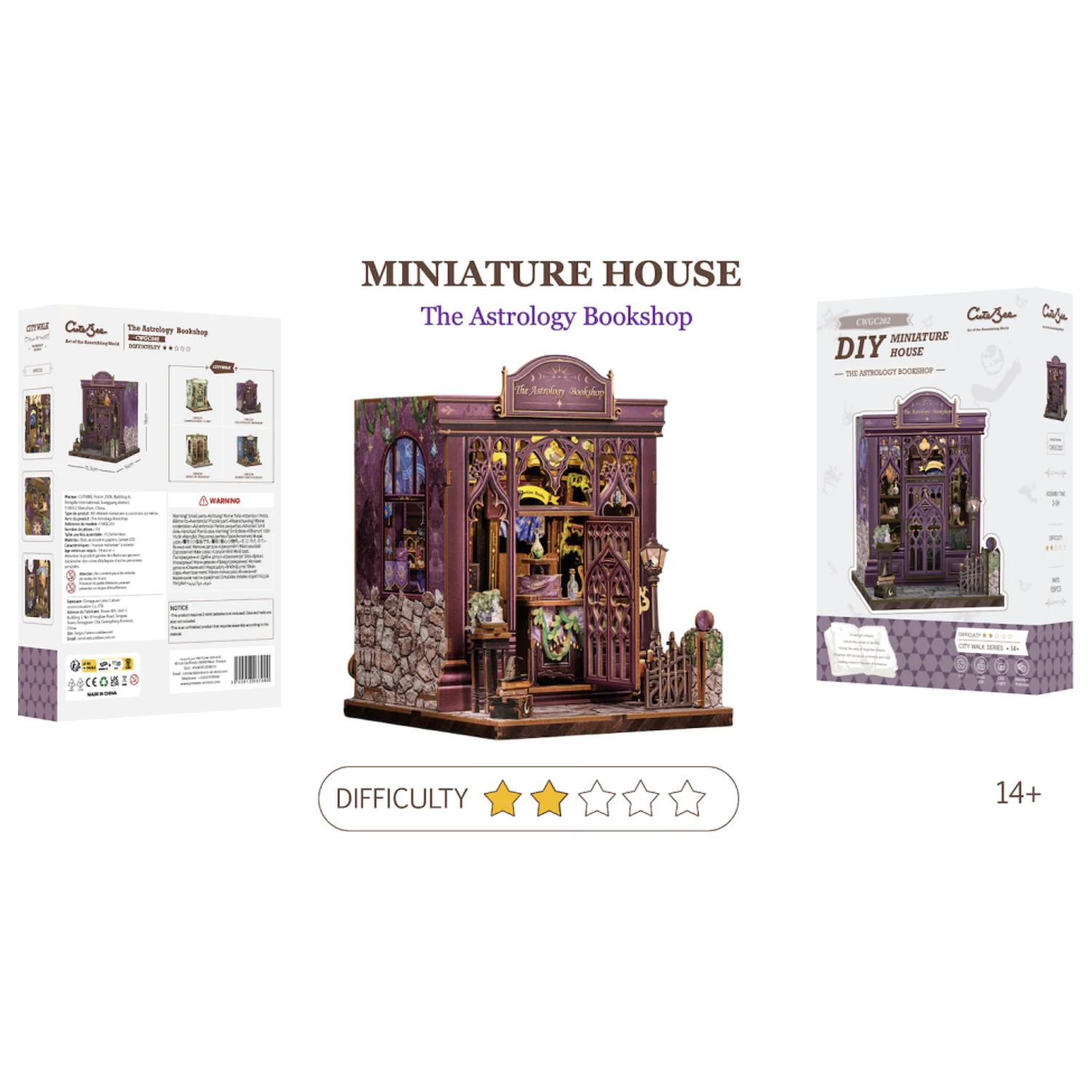 Miniatúrny domček DIY Astrology Bookshop 155 kusov + LED svetelná stavebnica produktová fotografia