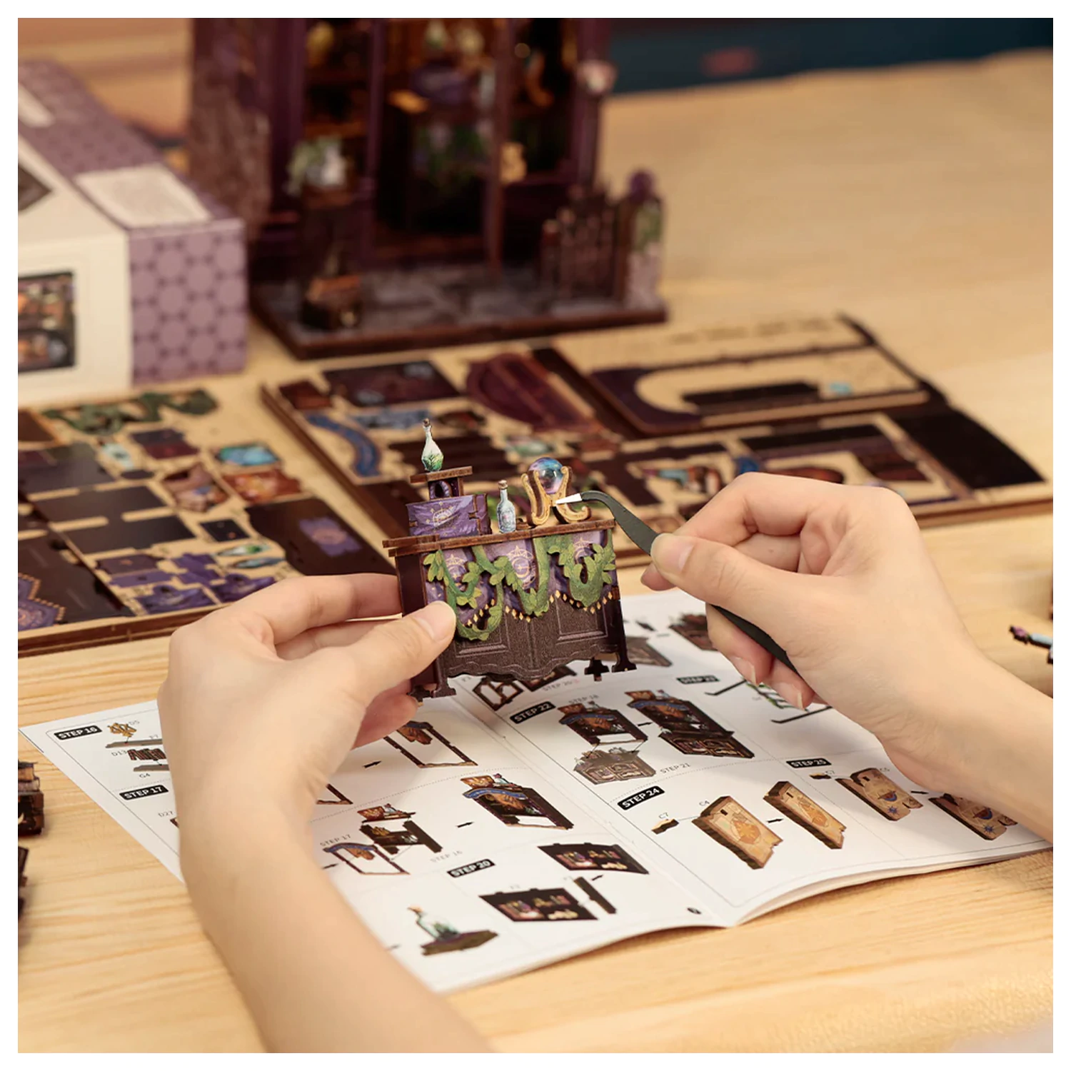 Miniatúrny domček DIY Astrology Bookshop 155 kusov + LED svetelná stavebnica produktová fotografia
