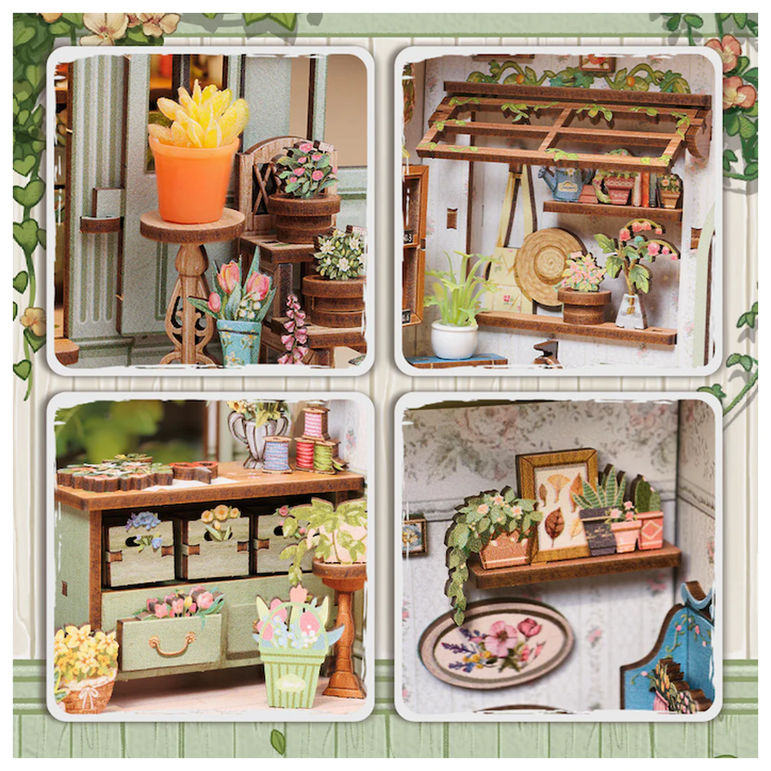 MINIATÚRNY DOM DIY Green Life Kníhkupectvo 196 kusov + stavebnica s LED svetlom produktová fotografia