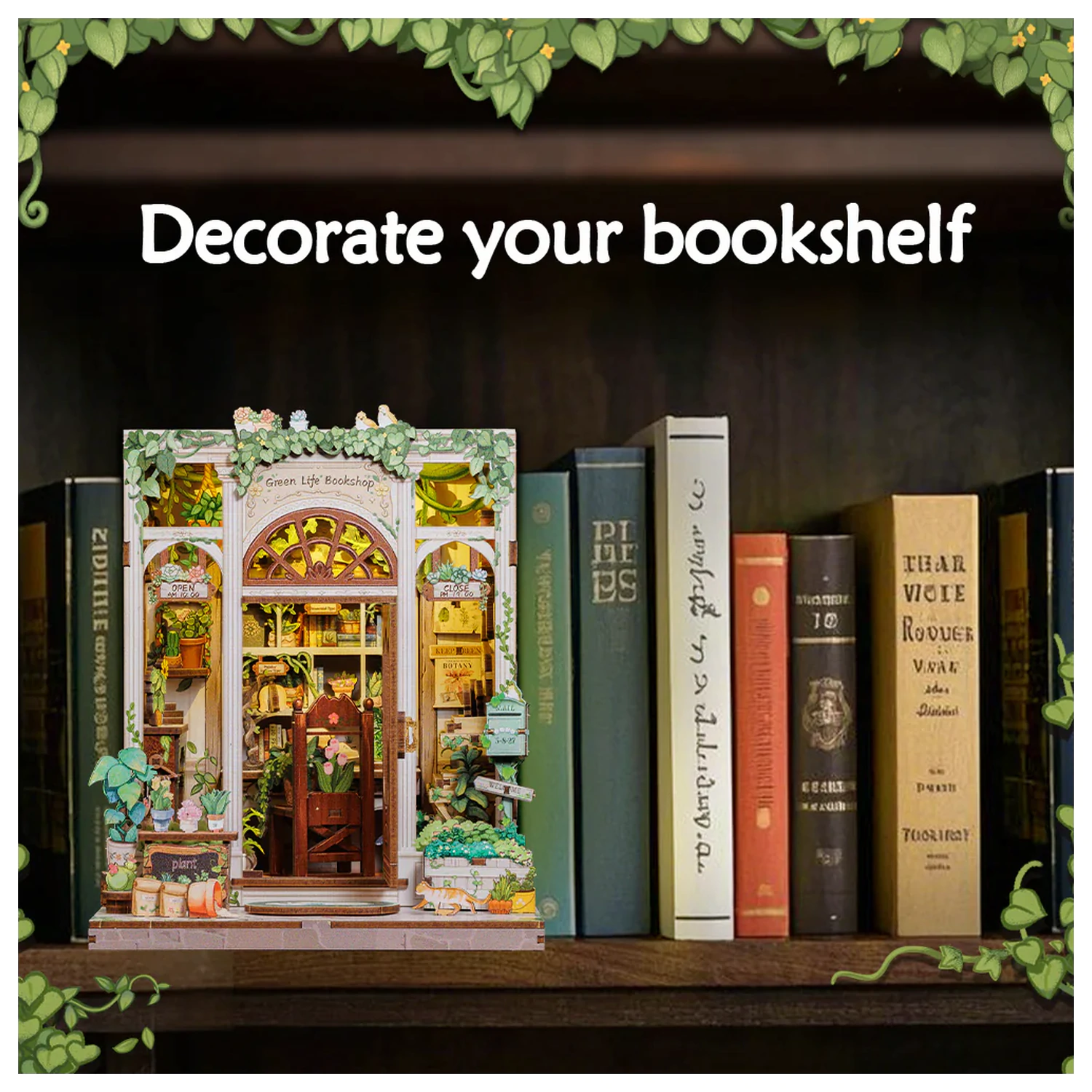 MINIATÚRNY DOM DIY Green Life Kníhkupectvo 196 kusov + stavebnica s LED svetlom produktová fotografia